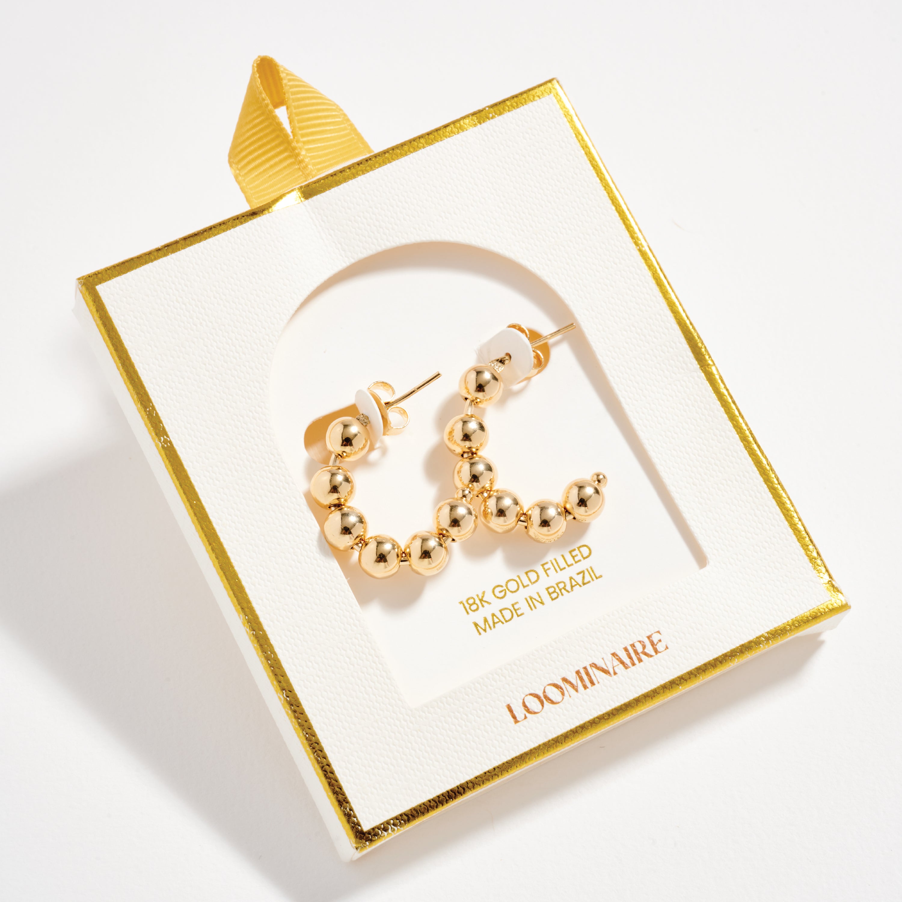 Gold Filled Beaded Hoop Earrings | 20mm, 30mm, 40mm