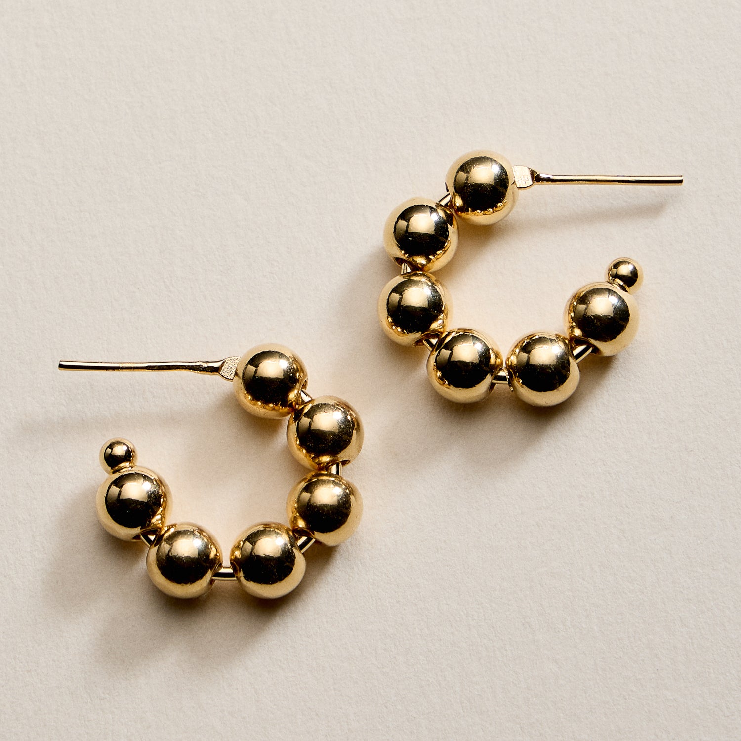 Gold Filled Beaded Hoop Earrings | 20mm, 30mm, 40mm