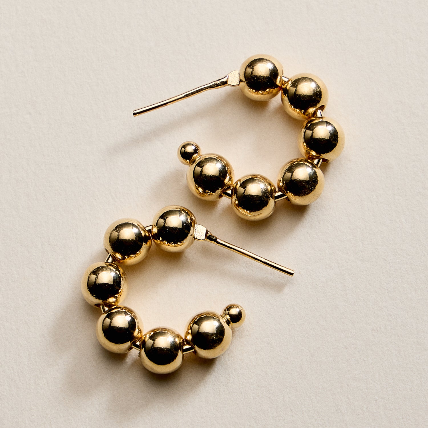 Gold Filled Beaded Hoop Earrings | 20mm, 30mm, 40mm