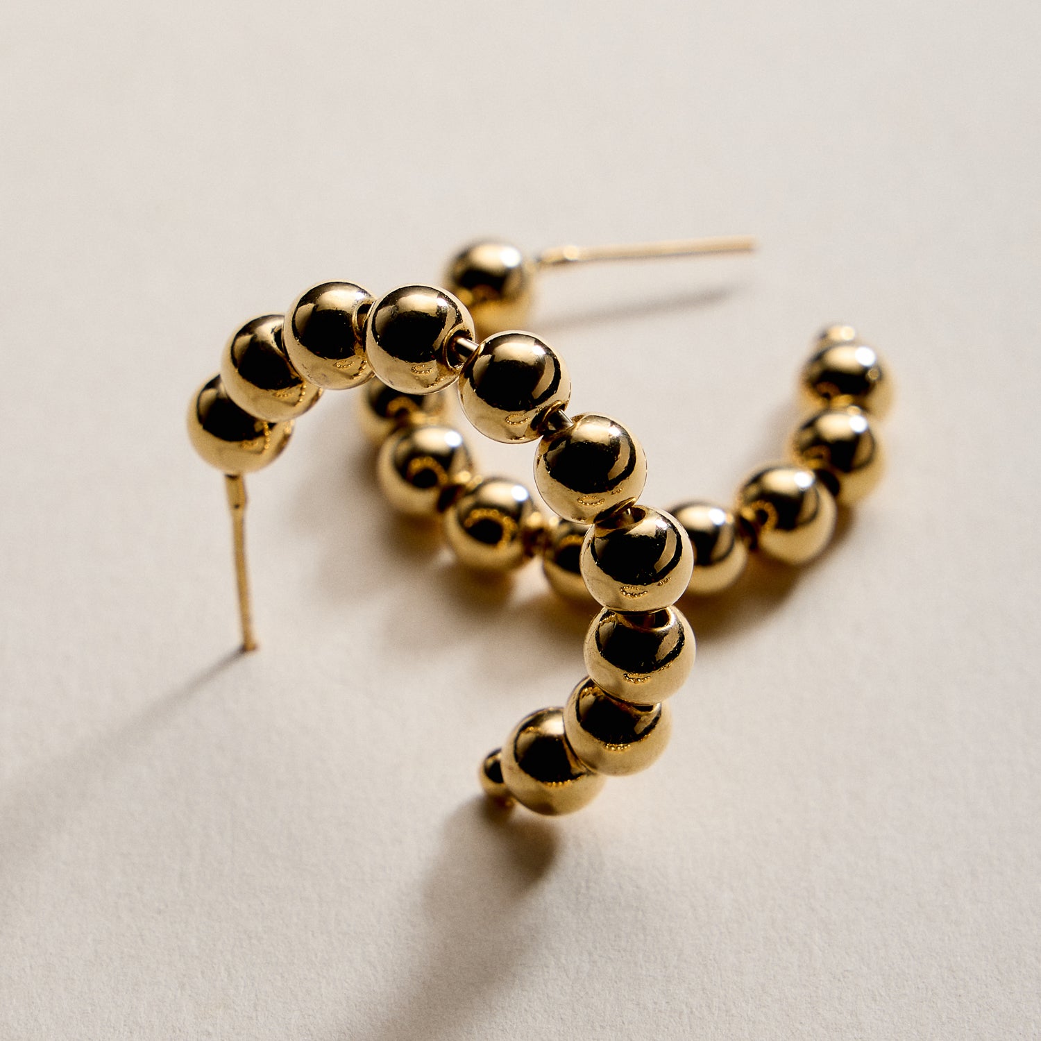 Gold Filled Beaded Hoop Earrings | 20mm, 30mm, 40mm