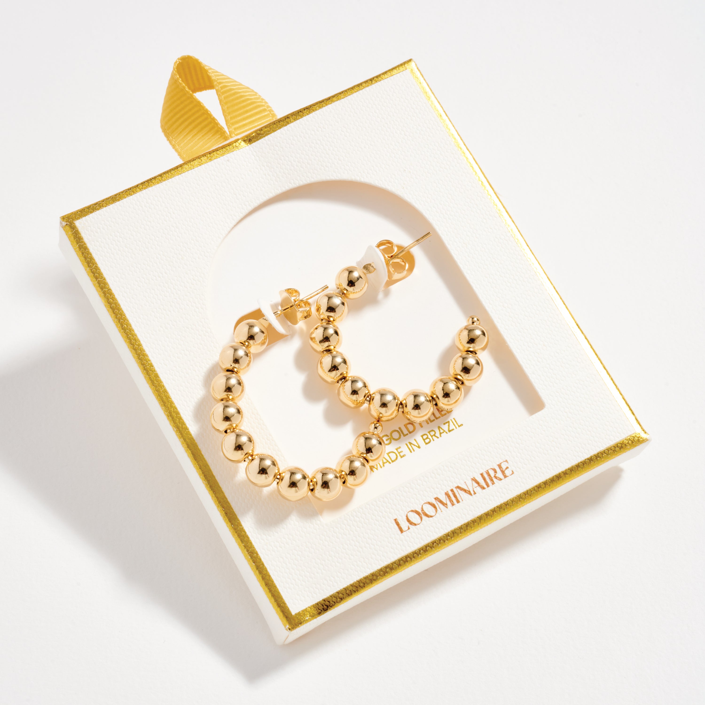 Gold Filled Beaded Hoop Earrings | 20mm, 30mm, 40mm