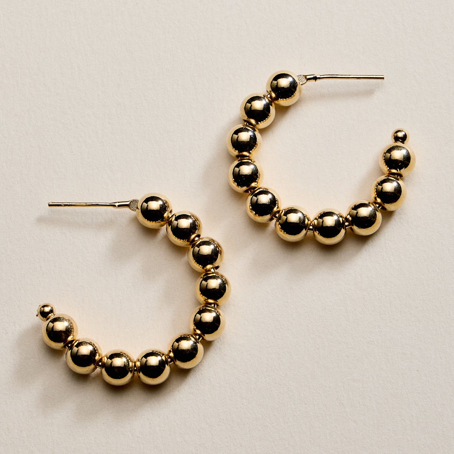 Gold Filled Beaded Hoop Earrings | 20mm, 30mm, 40mm