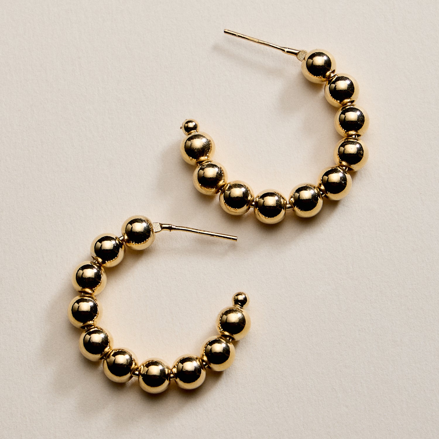 Gold Filled Beaded Hoop Earrings | 20mm, 30mm, 40mm