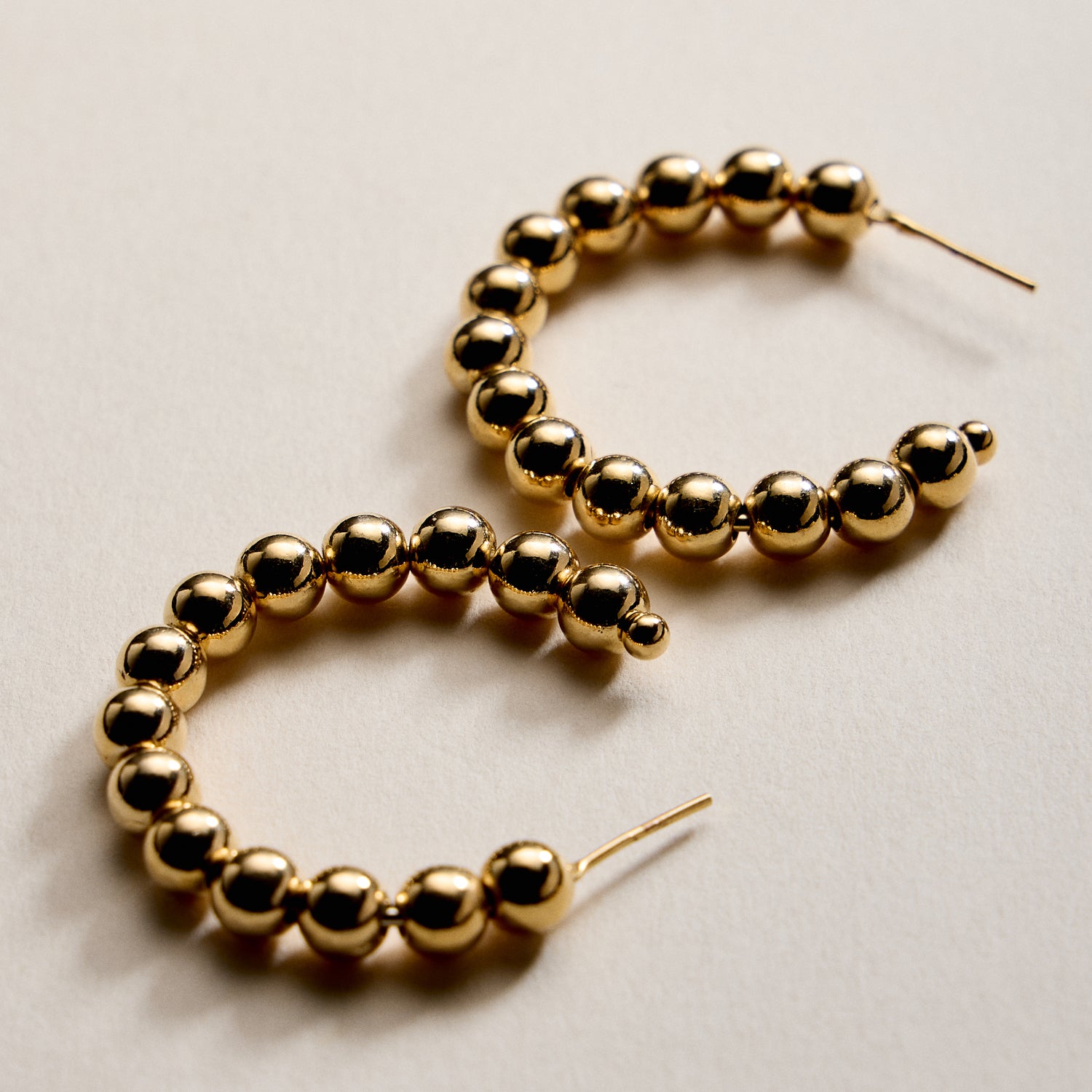 Gold Filled Beaded Hoop Earrings | 20mm, 30mm, 40mm