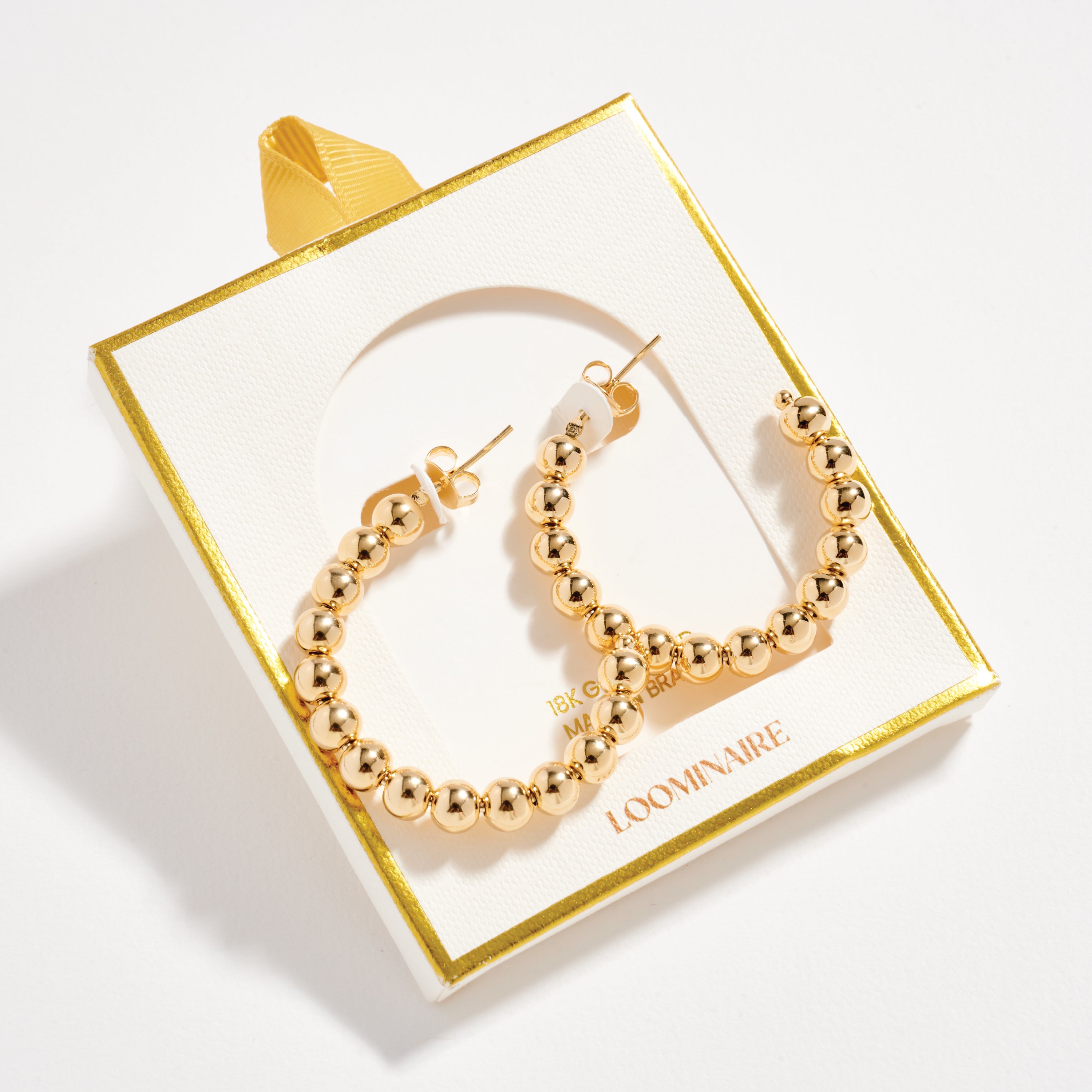 Gold Filled Beaded Hoop Earrings | 20mm, 30mm, 40mm