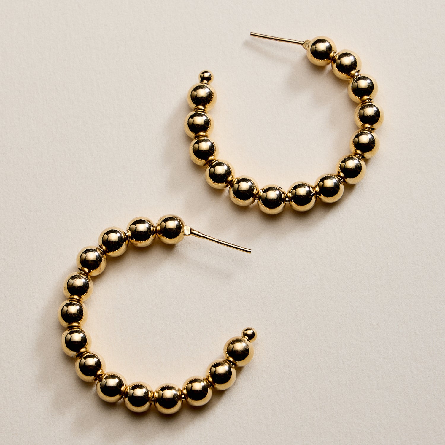 Gold Filled Beaded Hoop Earrings | 20mm, 30mm, 40mm