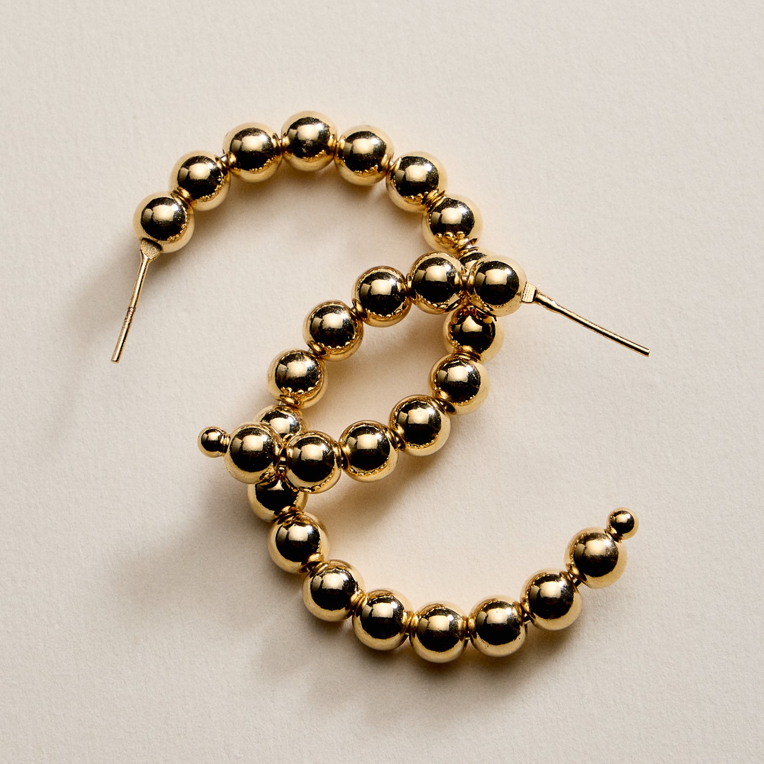 Gold Filled Beaded Hoop Earrings | 20mm, 30mm, 40mm