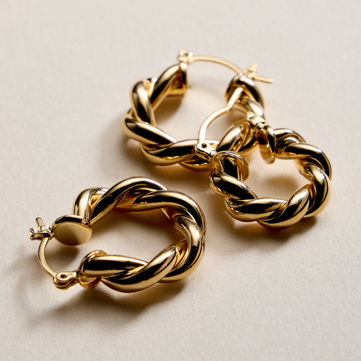 Gold Filled Braided Hoop Earrings – Chunky Twist Design