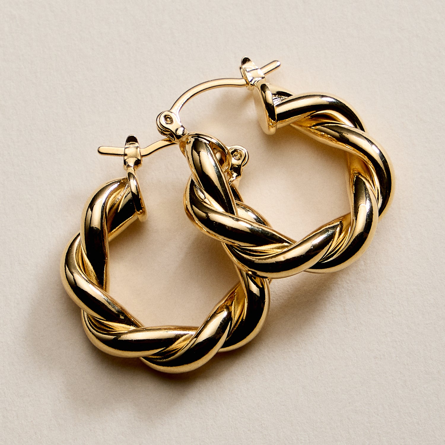 Gold Filled Braided Hoop Earrings – Chunky Twist Design