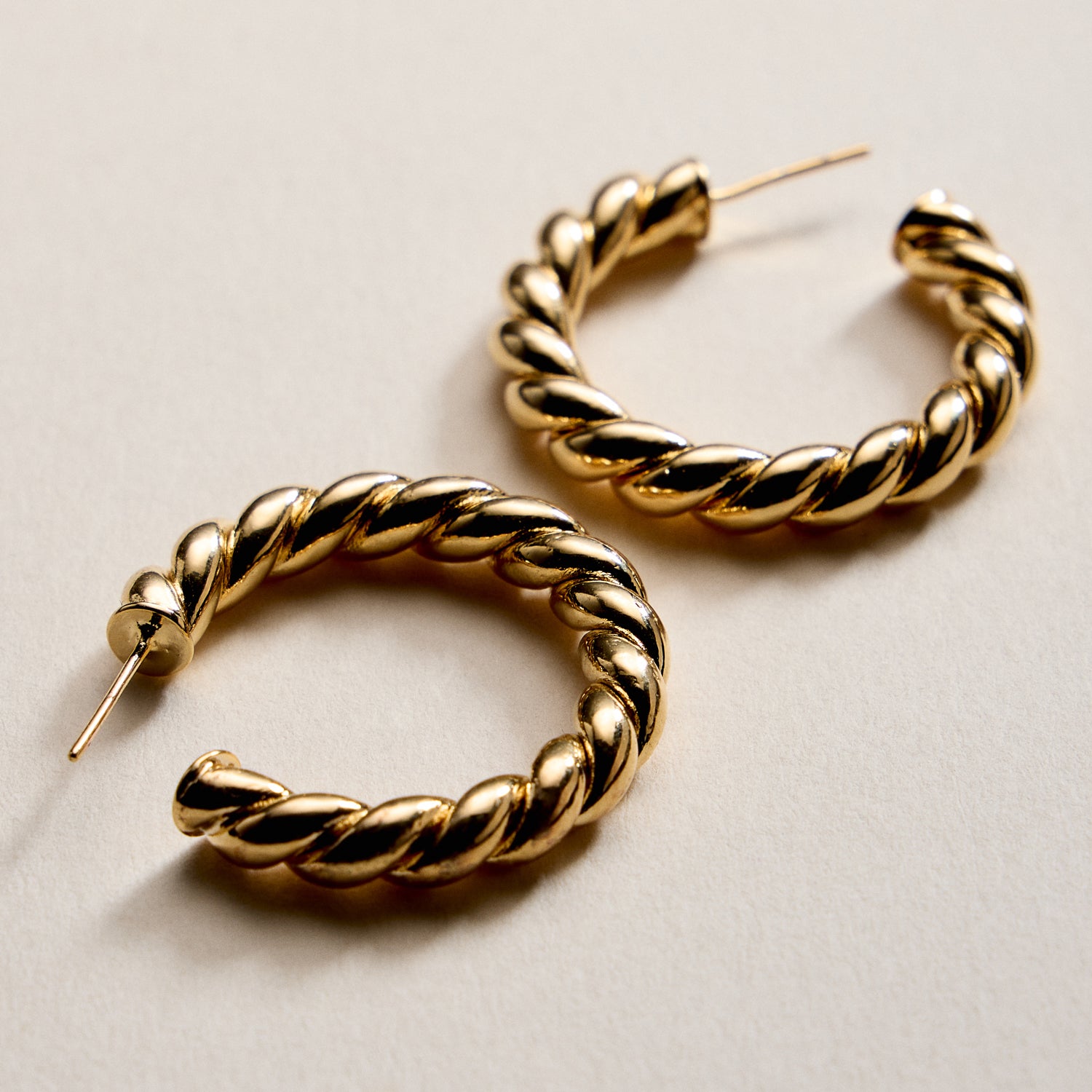 Gold Filled Rope Hoop Earrings – 30mm, 35mm, 45mm