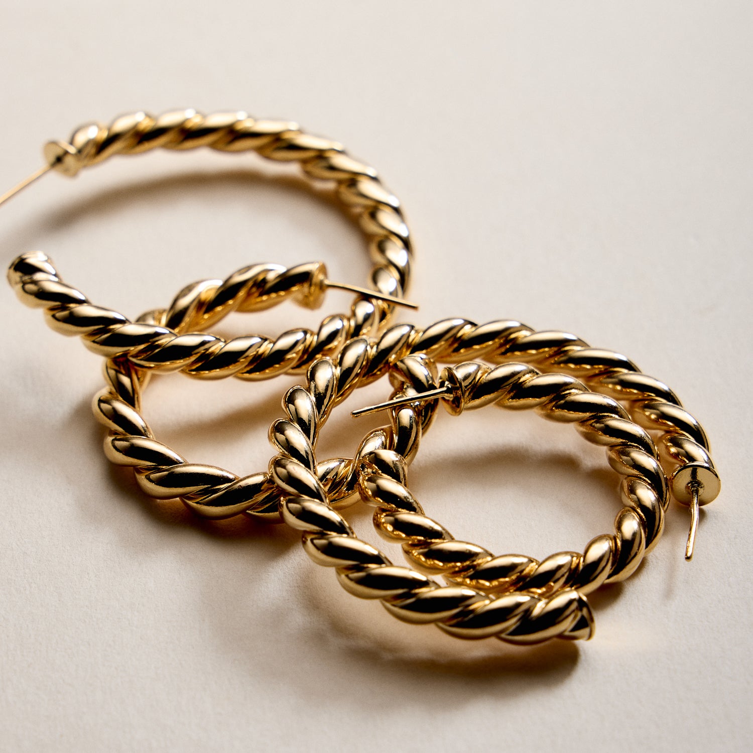 Gold Filled Rope Hoop Earrings – 30mm, 35mm, 45mm
