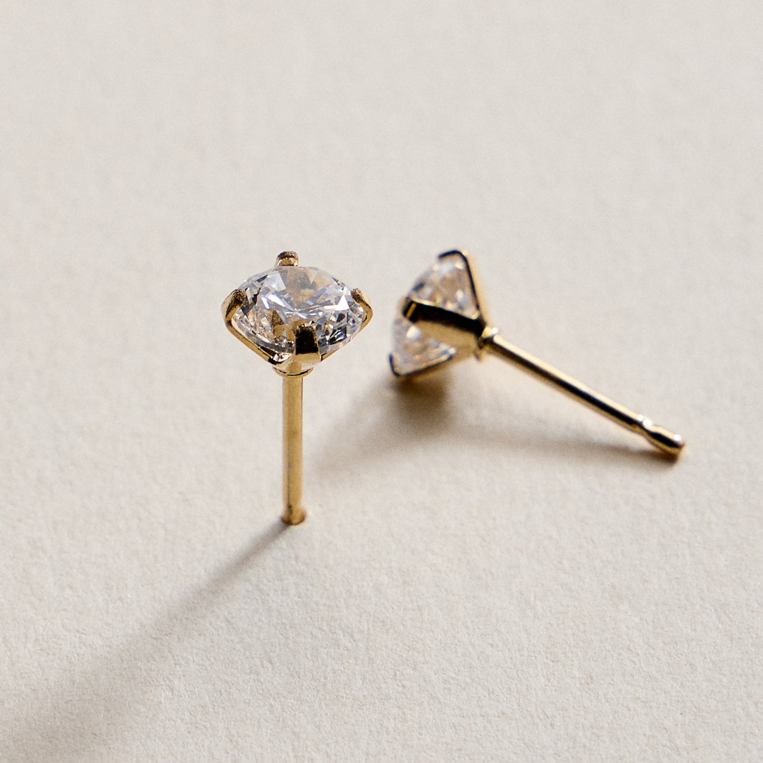 Gold Filled Round CZ Stud Earrings-Small Size CZ