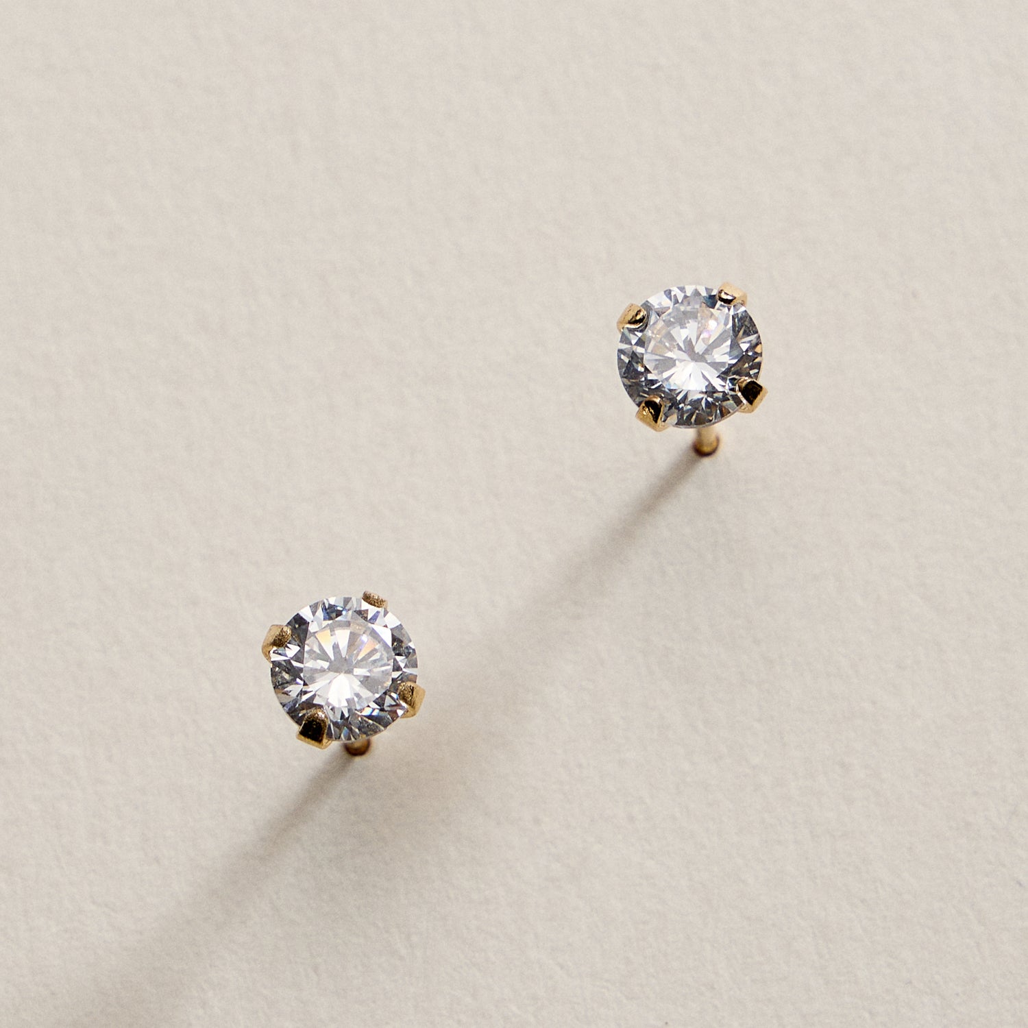 Gold Filled Round CZ Stud Earrings-Small Size CZ