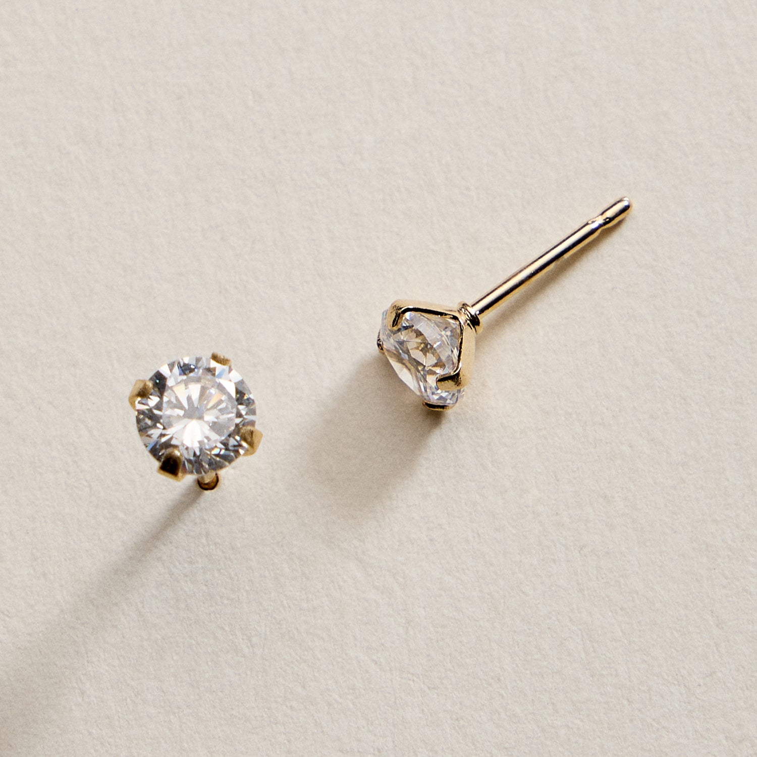 Gold Filled Round CZ Stud Earrings-Small Size CZ