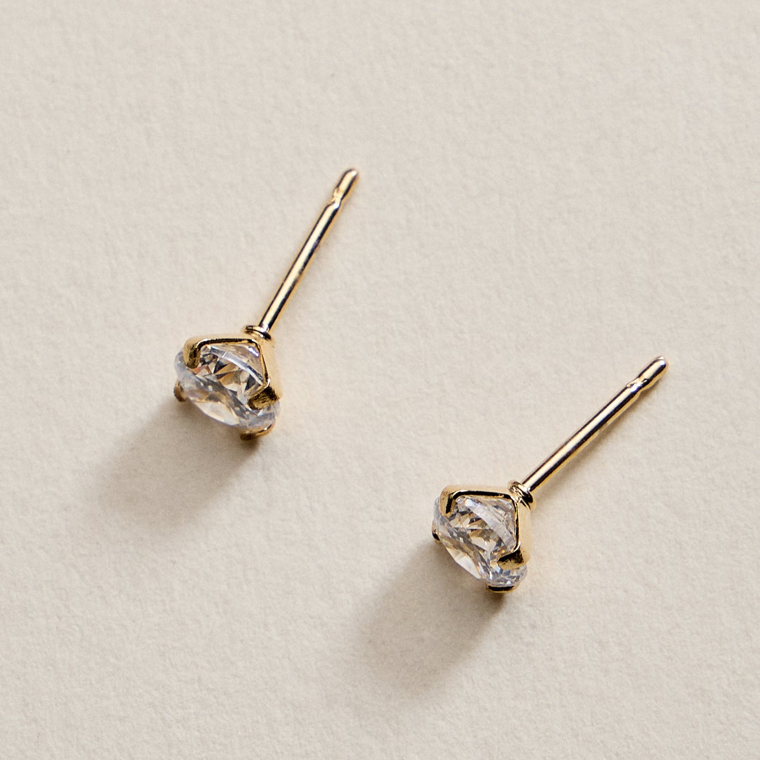Gold Filled Round CZ Stud Earrings-Small Size CZ