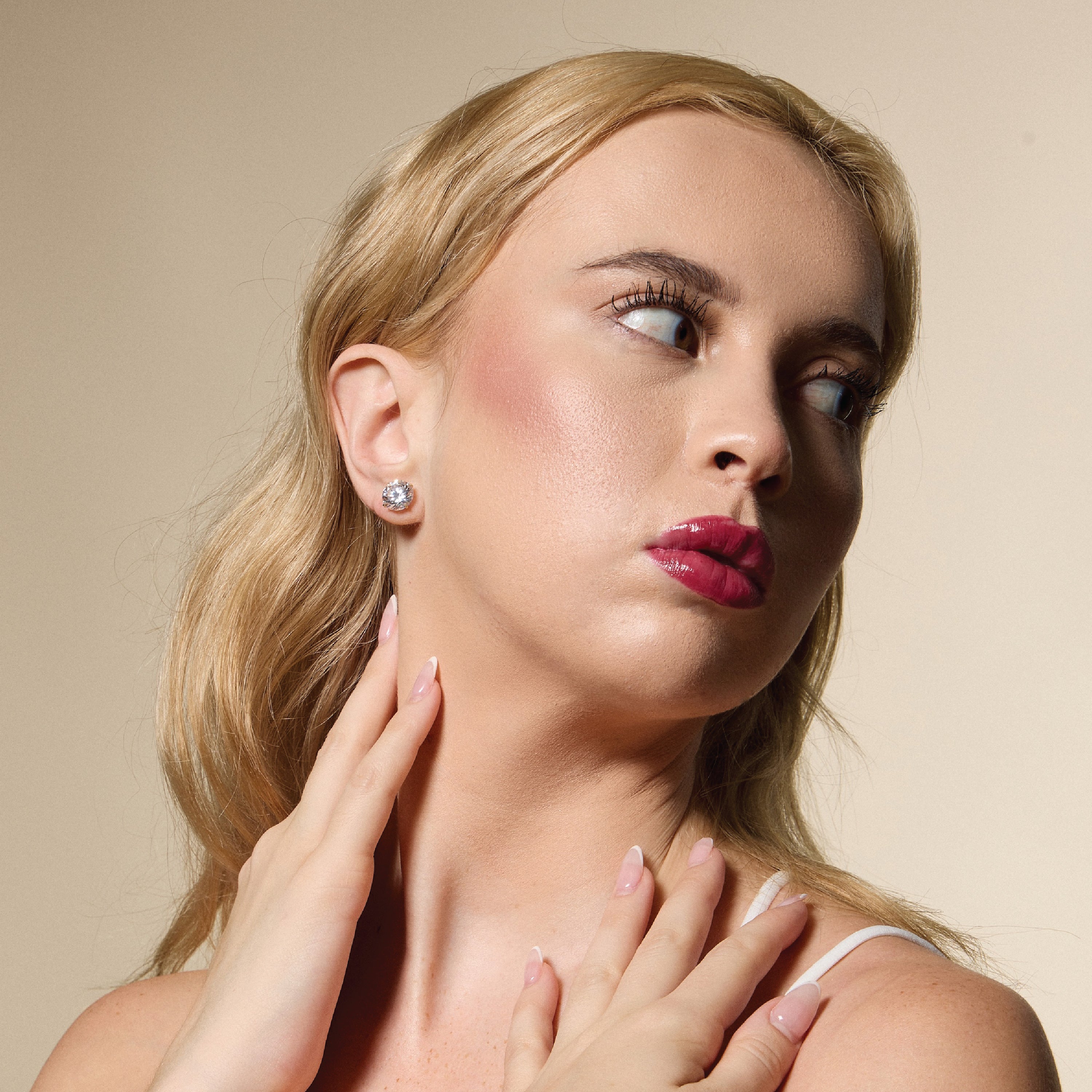 Gold Filled Round CZ Stud Earrings-Large Size CZ