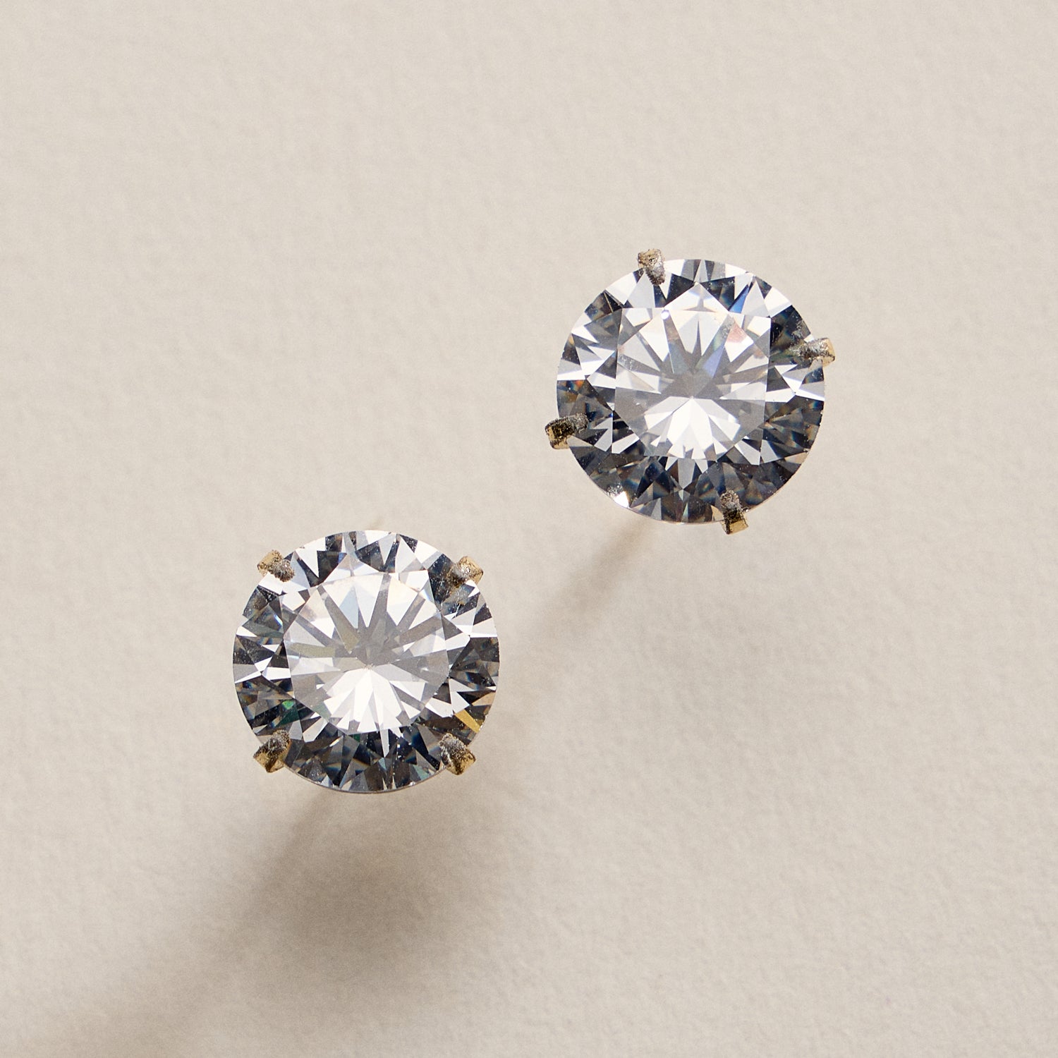 Gold Filled Round CZ Stud Earrings-Large Size CZ