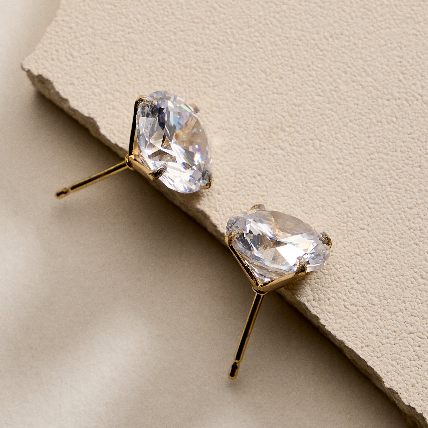 Gold Filled Round CZ Stud Earrings-Large Size CZ