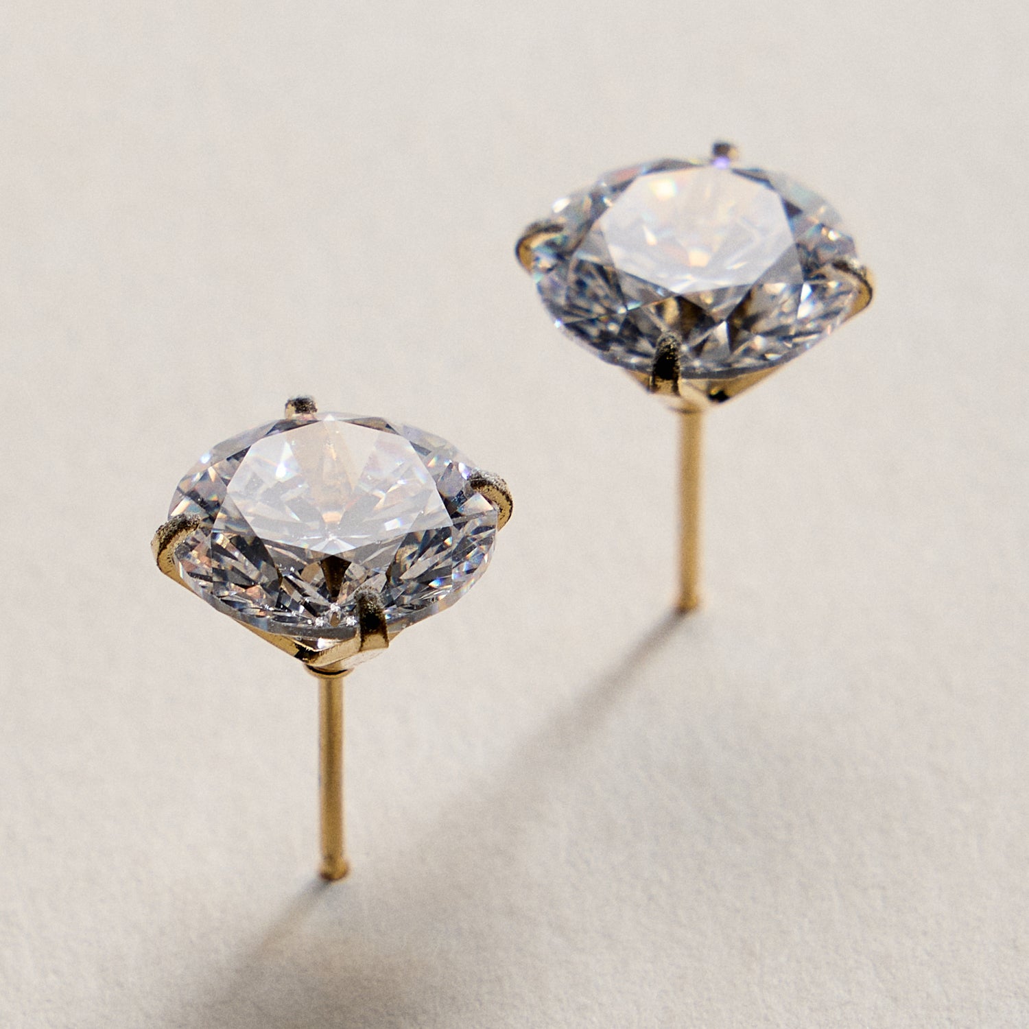 Gold Filled Round CZ Stud Earrings-Large Size CZ