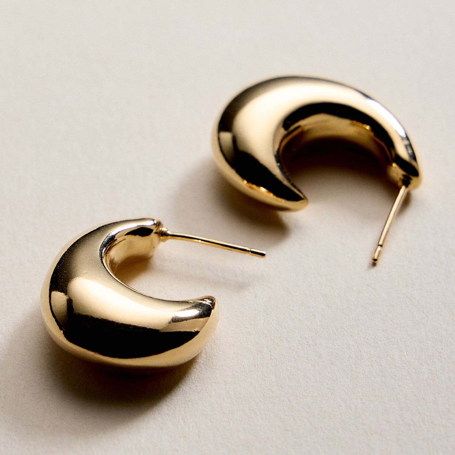 Gold Filled Chunky Crescent Hoop Earrings – Bold Statement Hoops