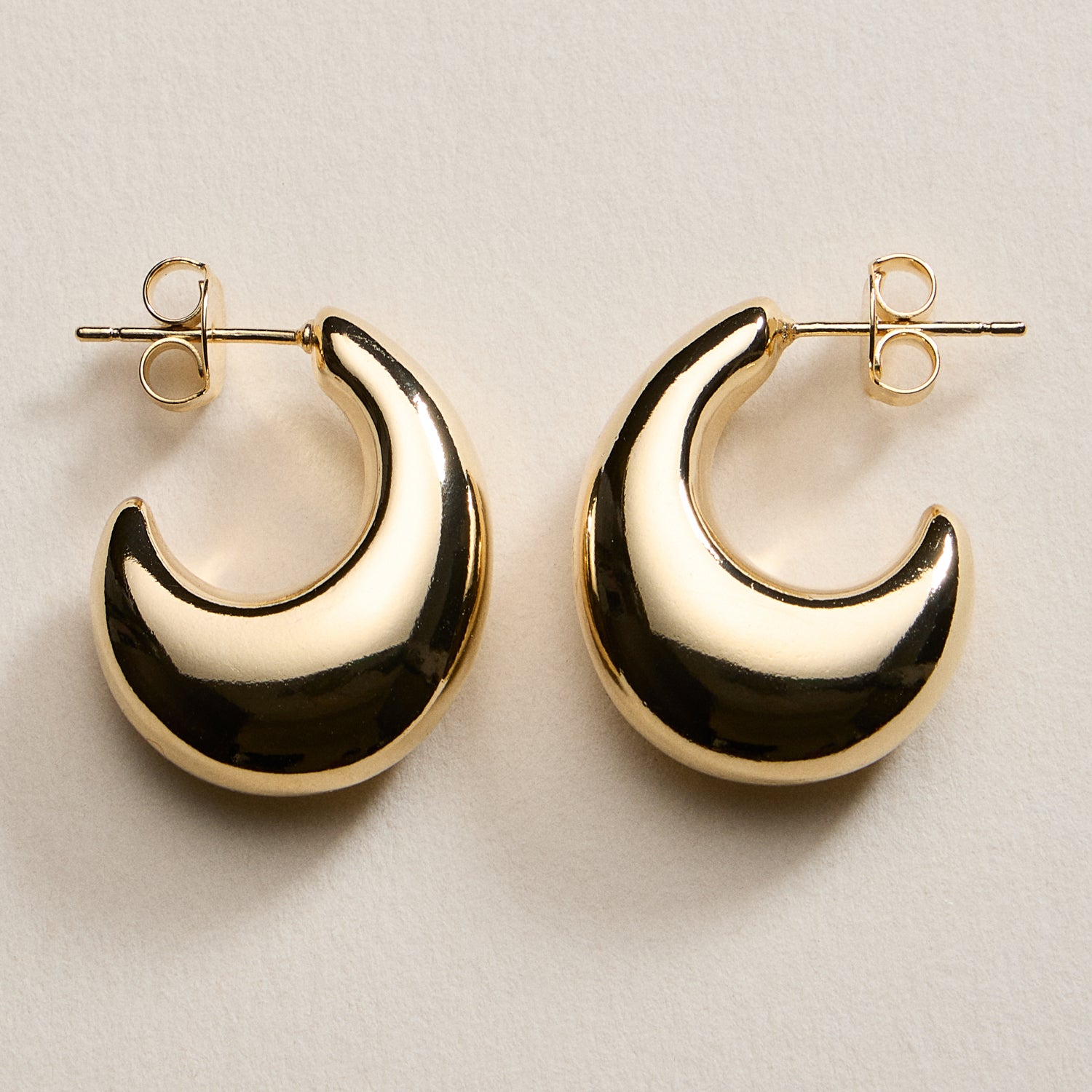Gold Filled Chunky Crescent Hoop Earrings – Bold Statement Hoops