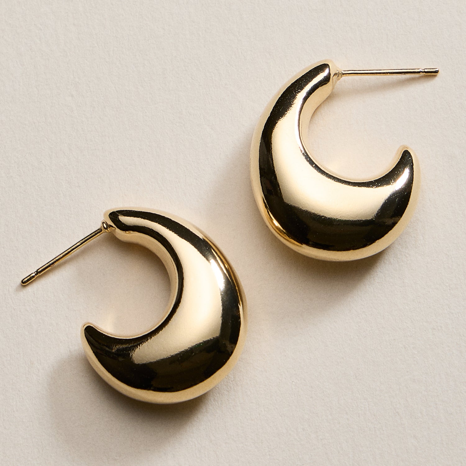 Gold Filled Chunky Crescent Hoop Earrings – Bold Statement Hoops