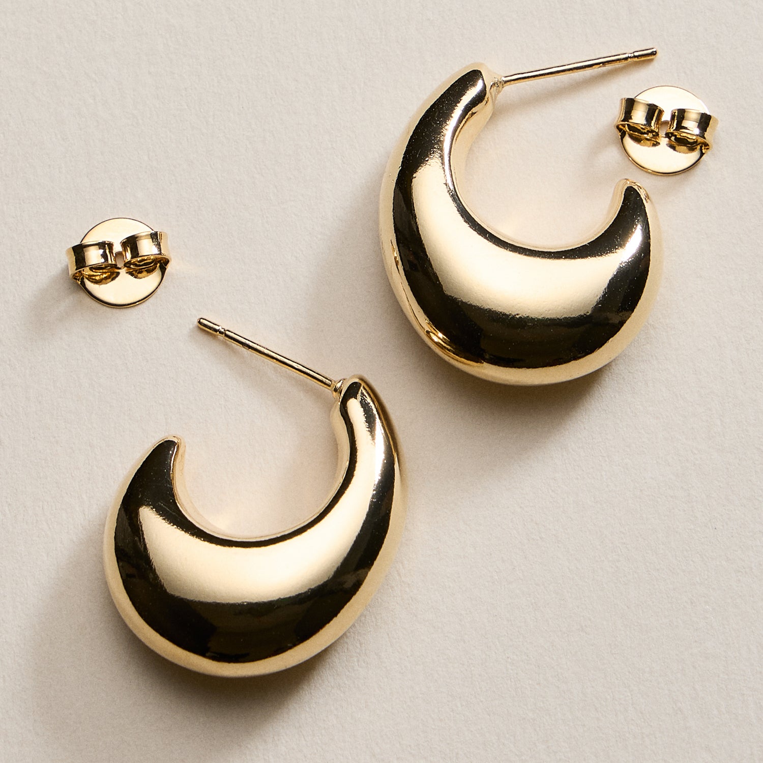 Gold Filled Chunky Crescent Hoop Earrings – Bold Statement Hoops