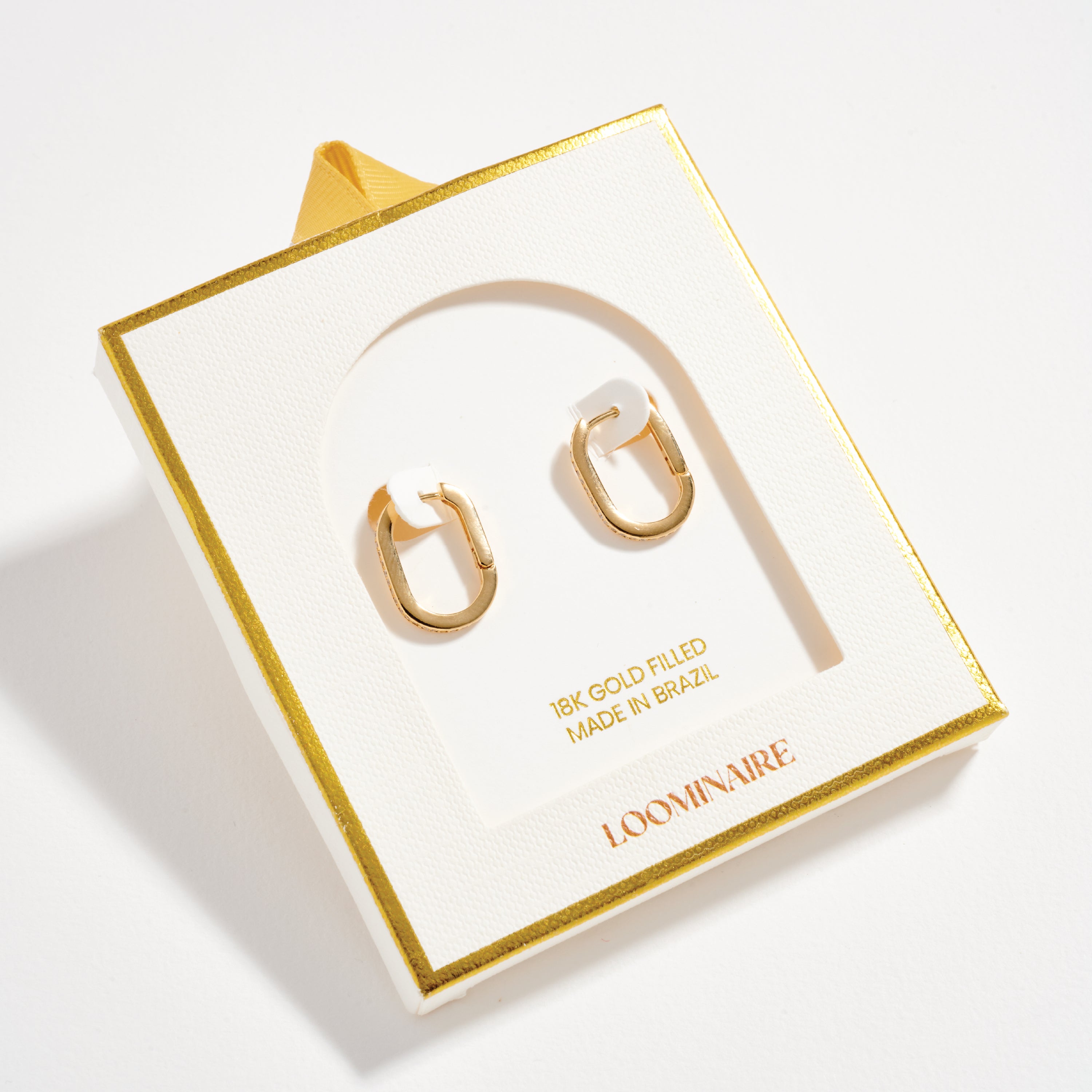 Gold Filled Oval Hoop Earrings with Cubic Zirconia