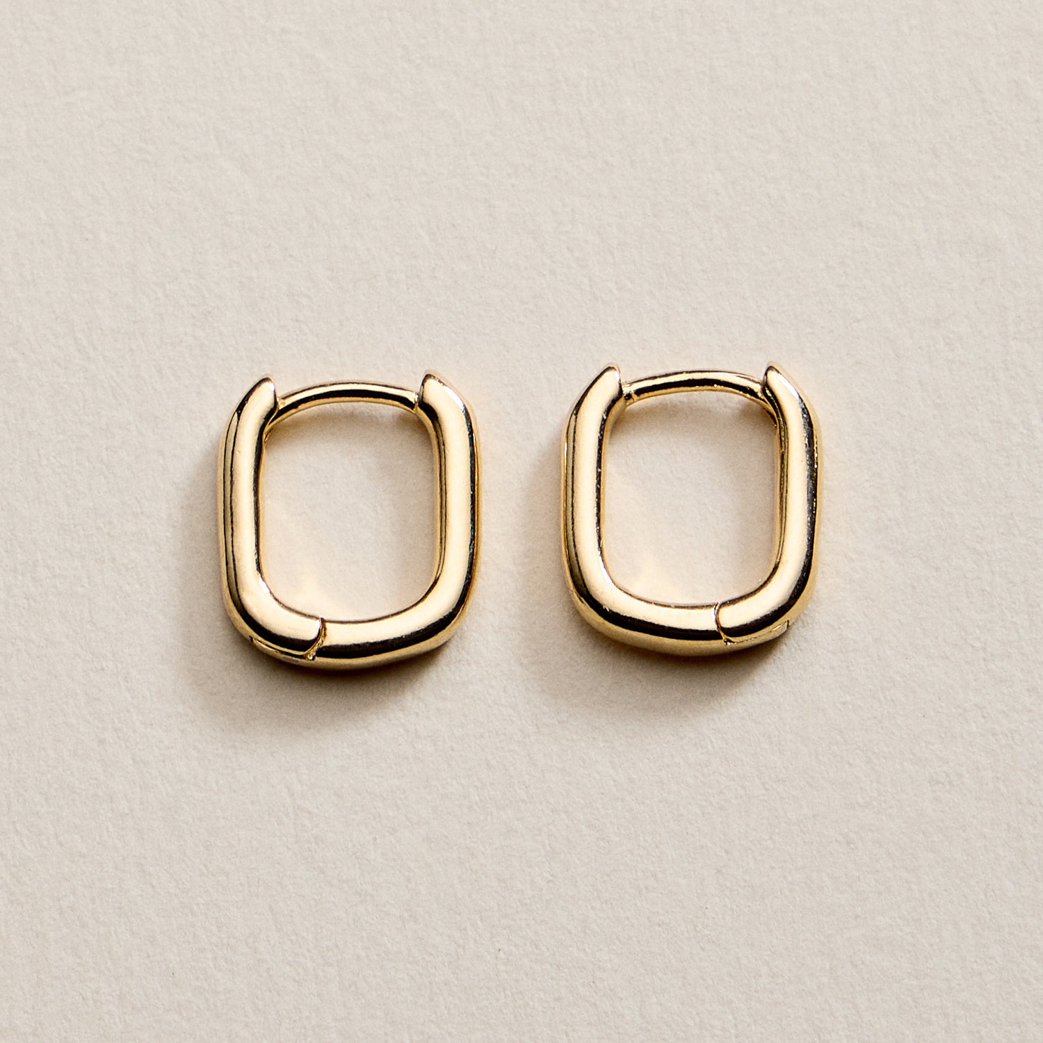 Gold Filled Rectangular Hoop Earrings with Cubic Zirconia