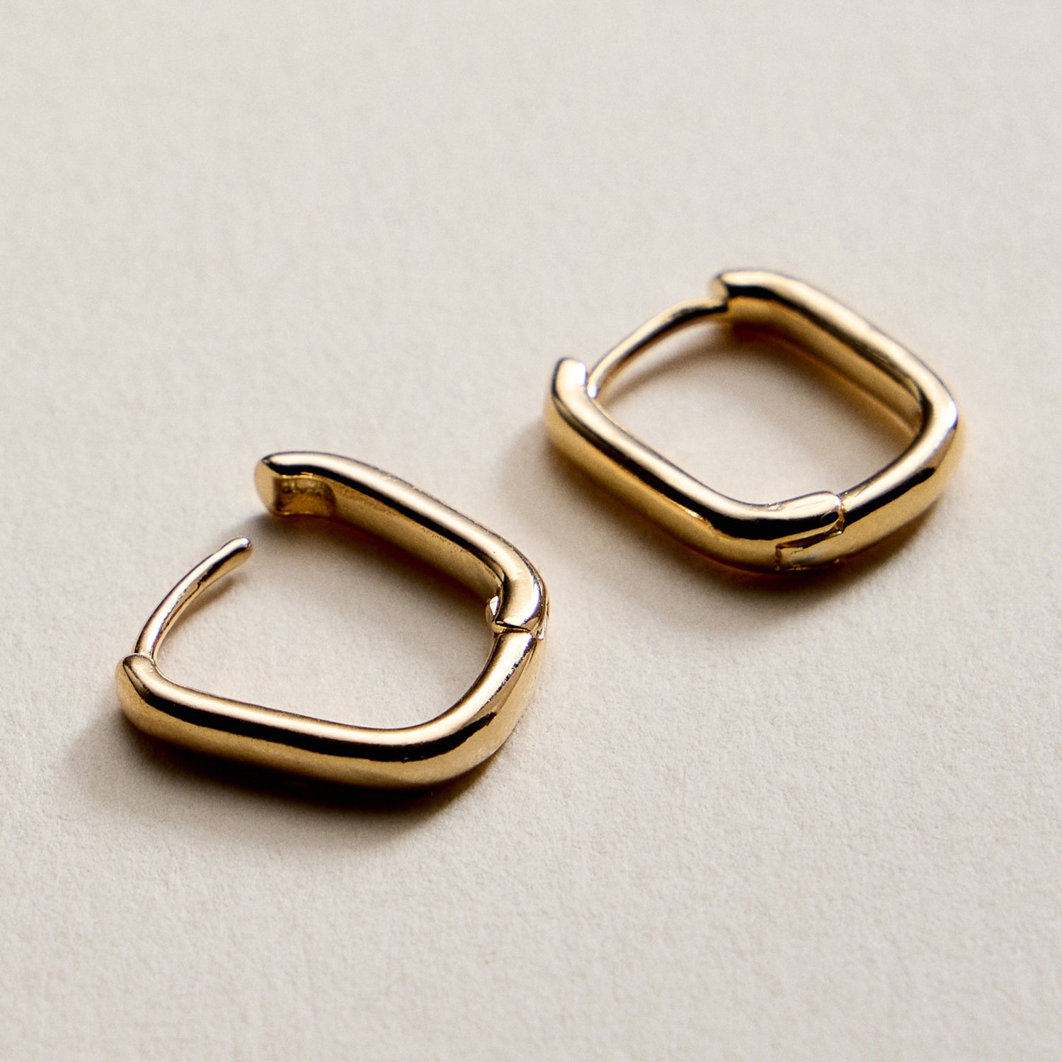 Gold Filled Square Huggie Hoop Earrings
