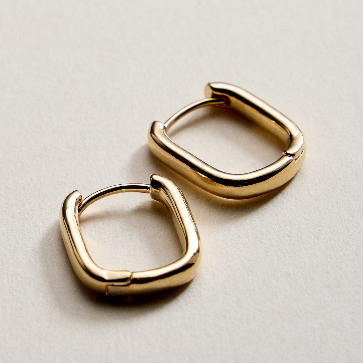 Gold Filled Square Huggie Hoop Earrings – Large Chunky Hoops