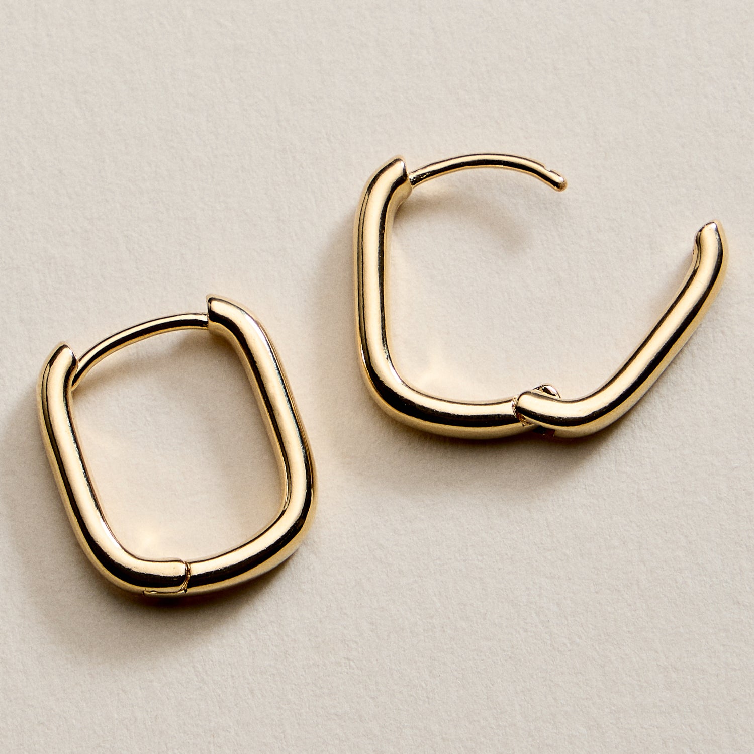 Gold Filled Square Huggie Hoop Earrings – Large Chunky Hoops