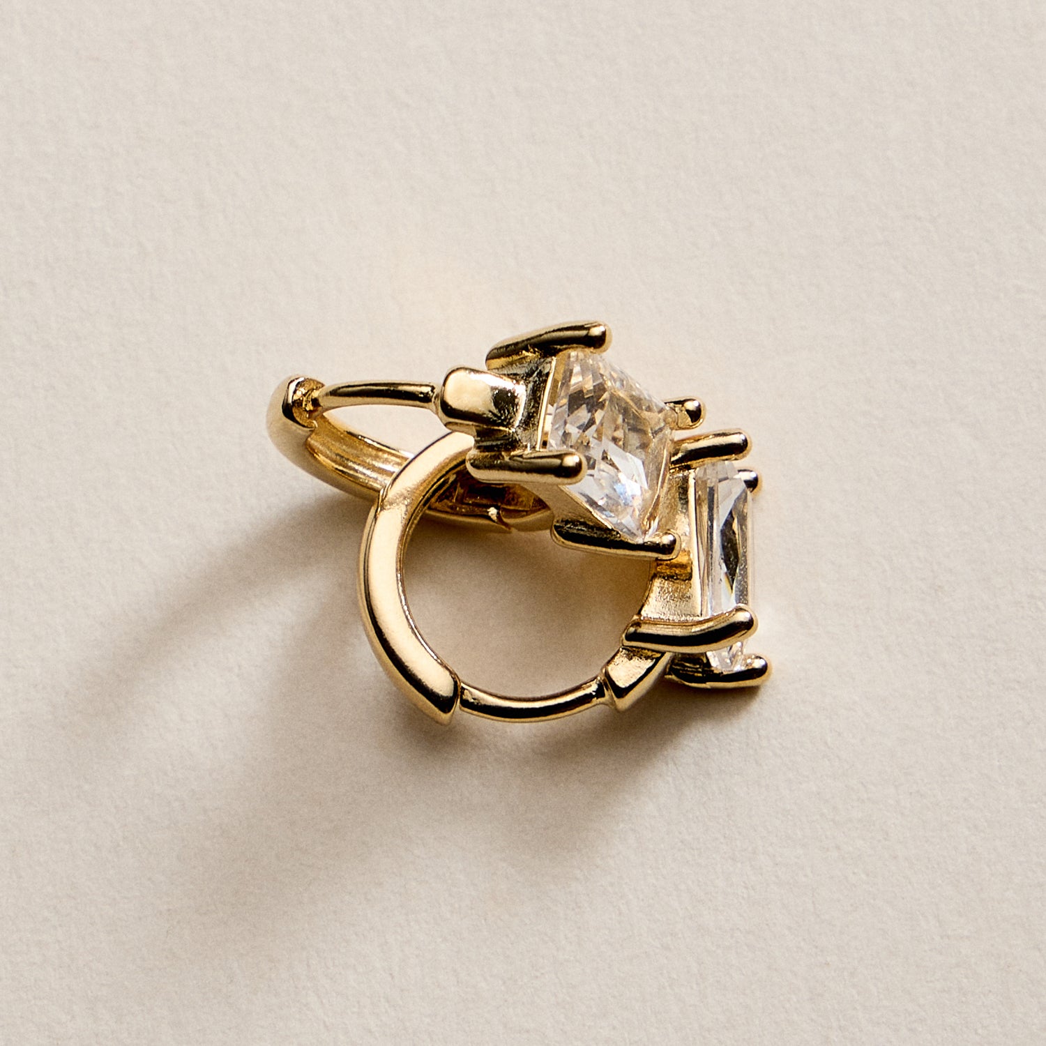 Gold Filled Hoop Earrings with Rectangle Crystal