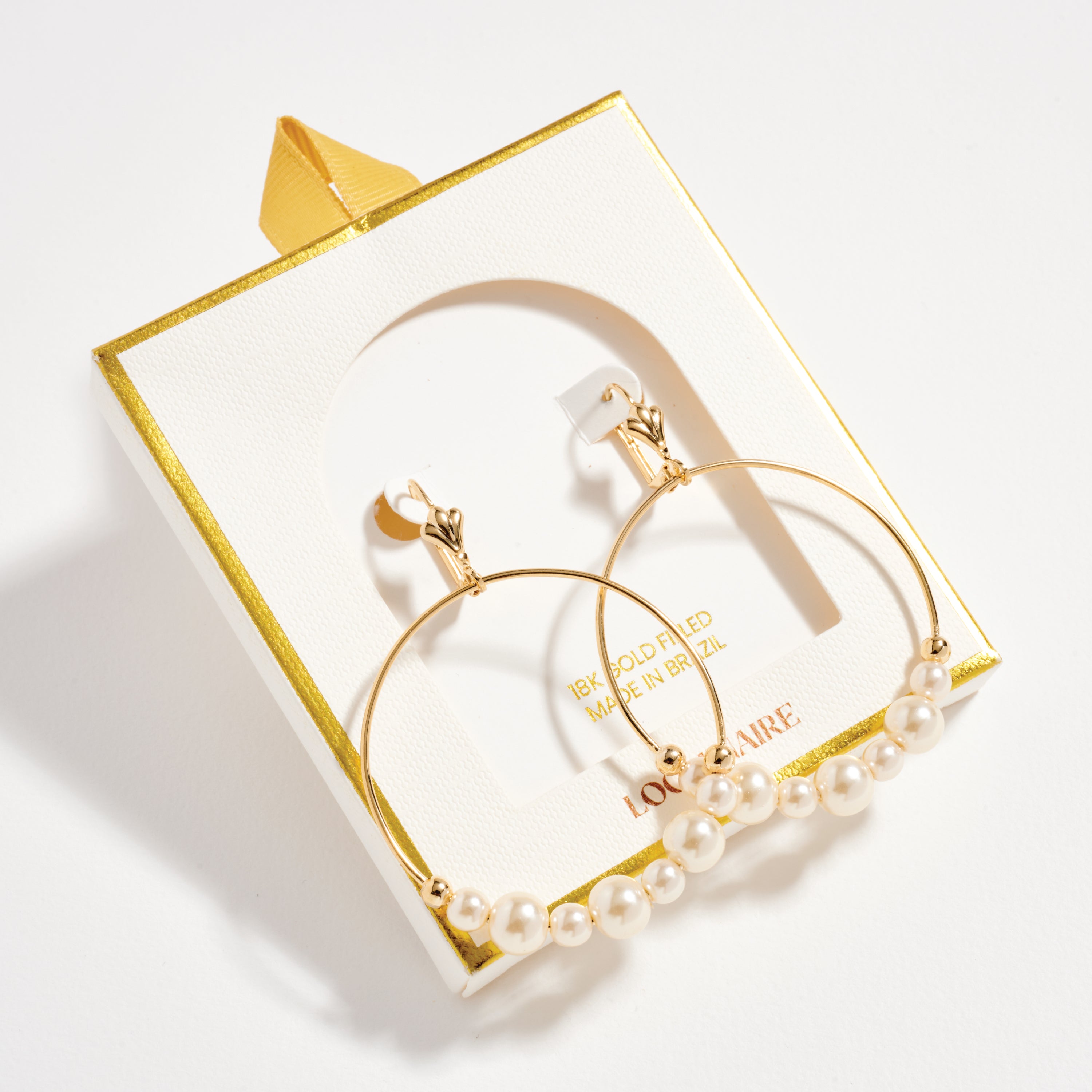 Gold Filled Pearl Hoop Earrings