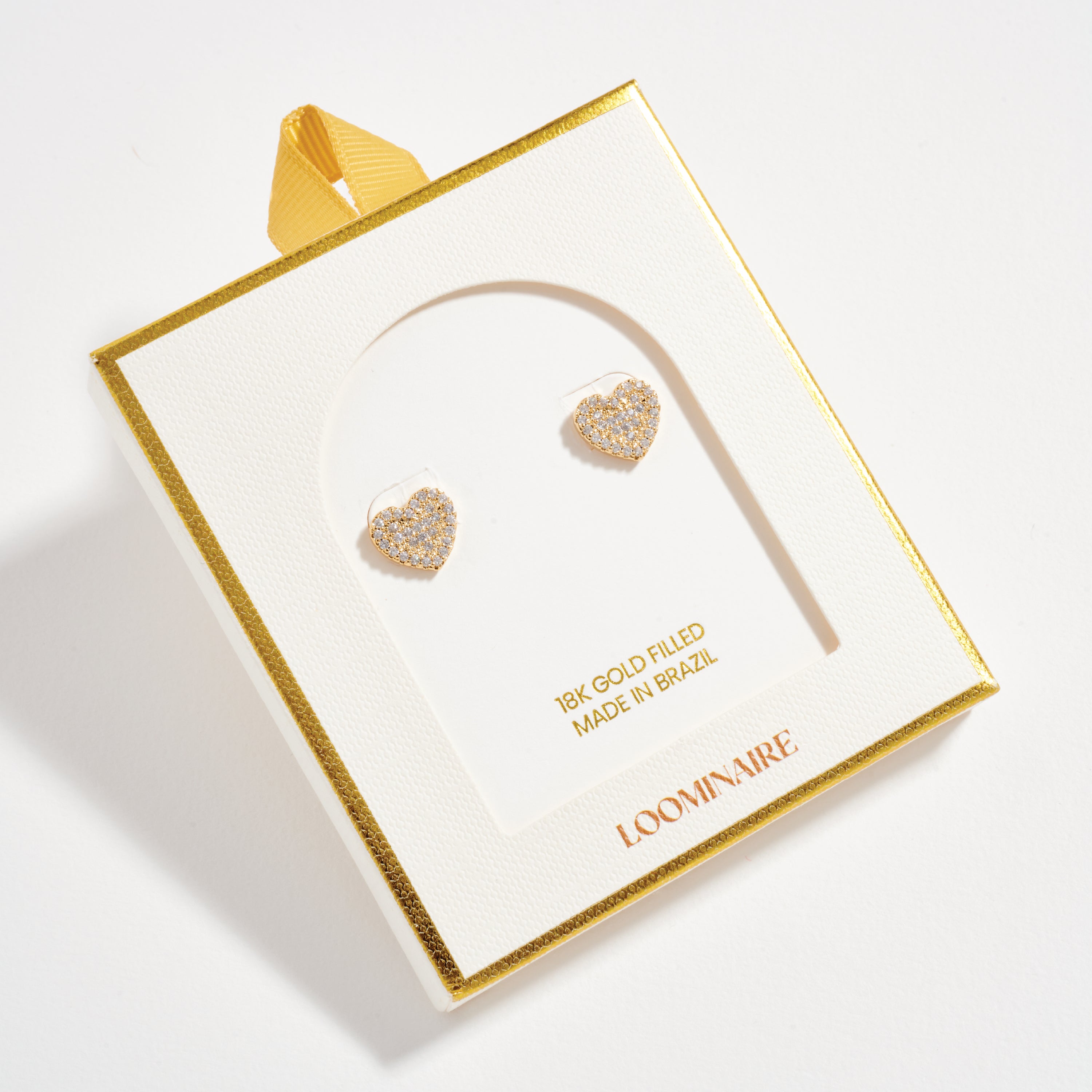 Gold Filled Cubic Zirconia Heart Stud Earrings