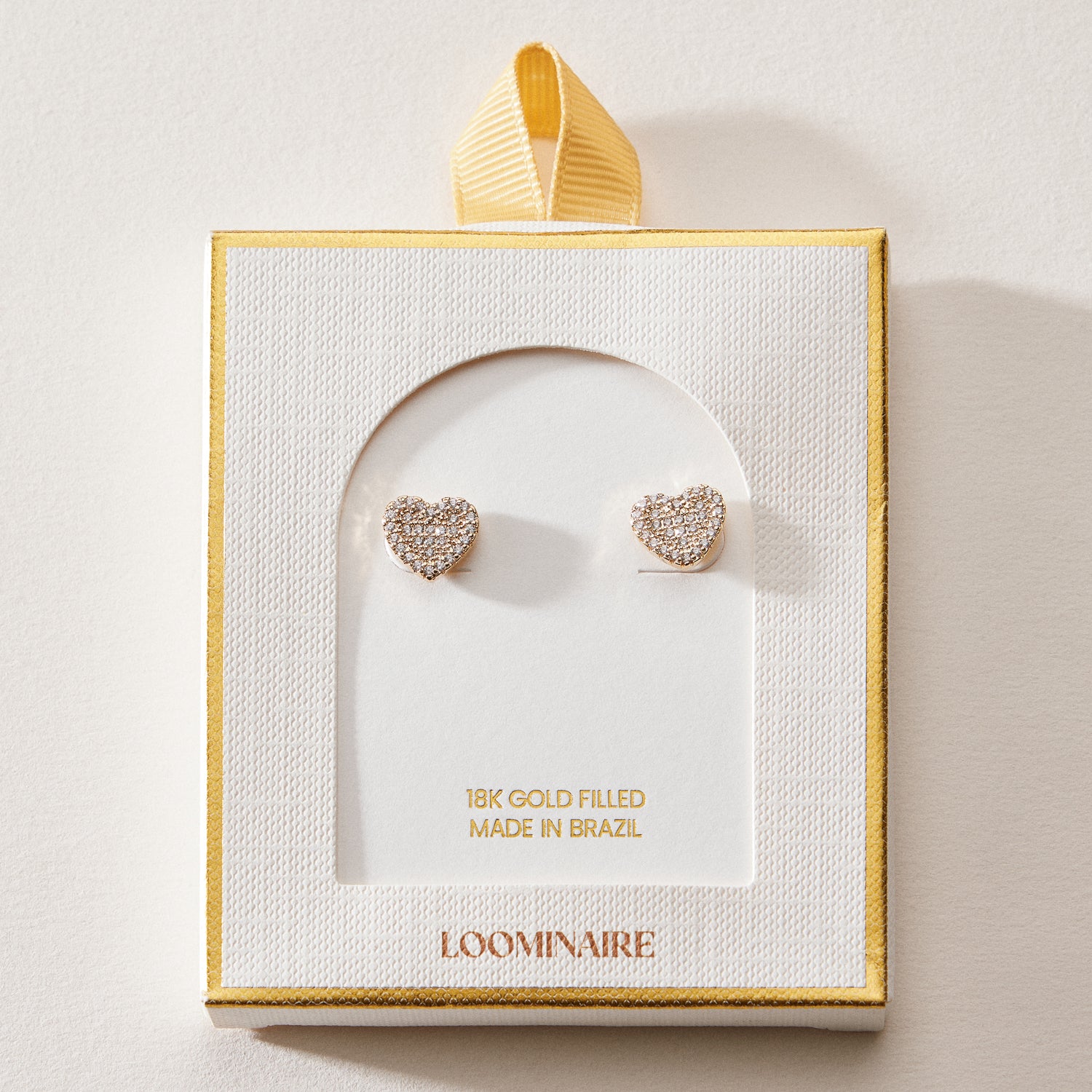 18K Gold Filled CZ Heart Stud Earrings