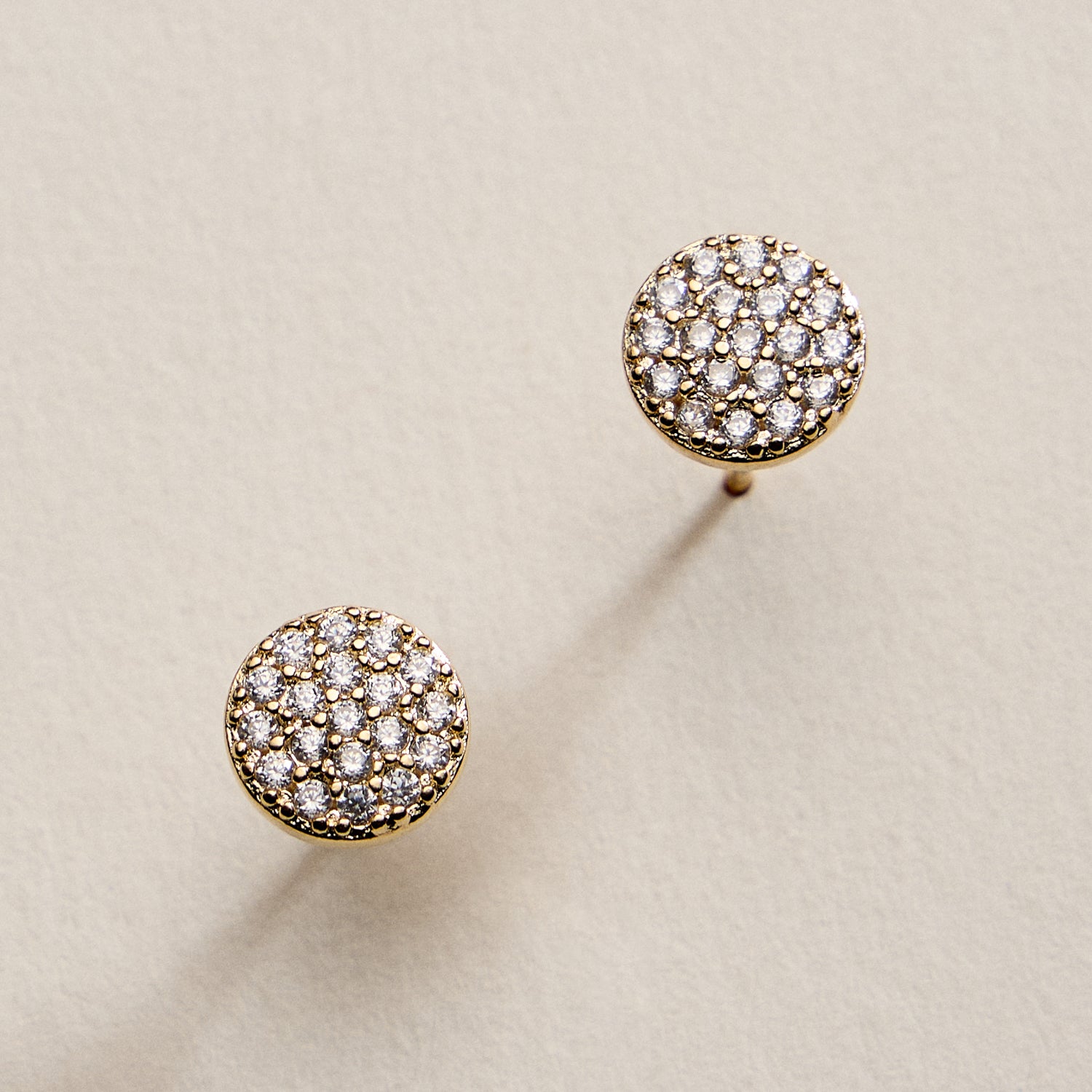 Gold Filled Crystal Round Stud Earrings