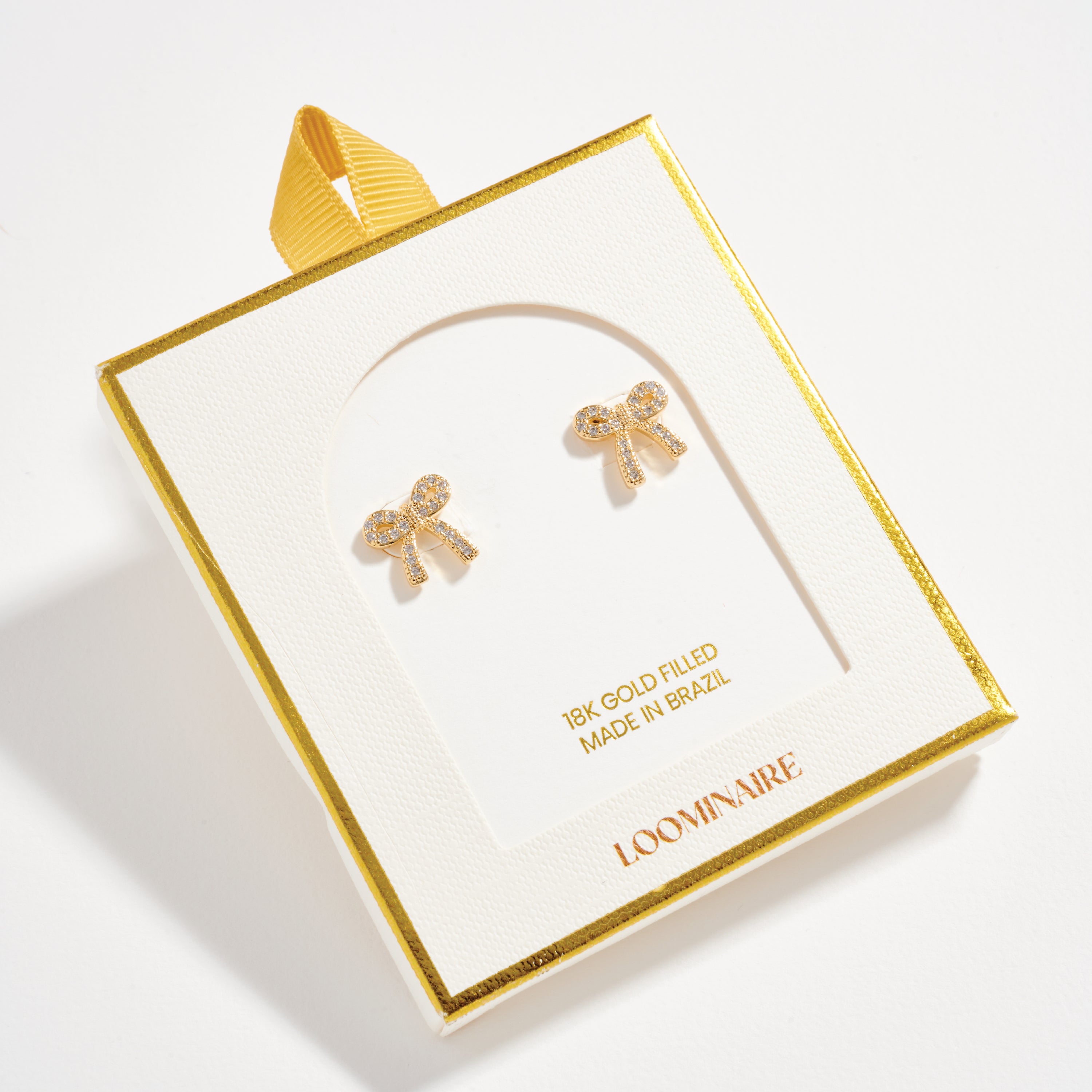 Gold Filled Crystal Bow Stud Earrings