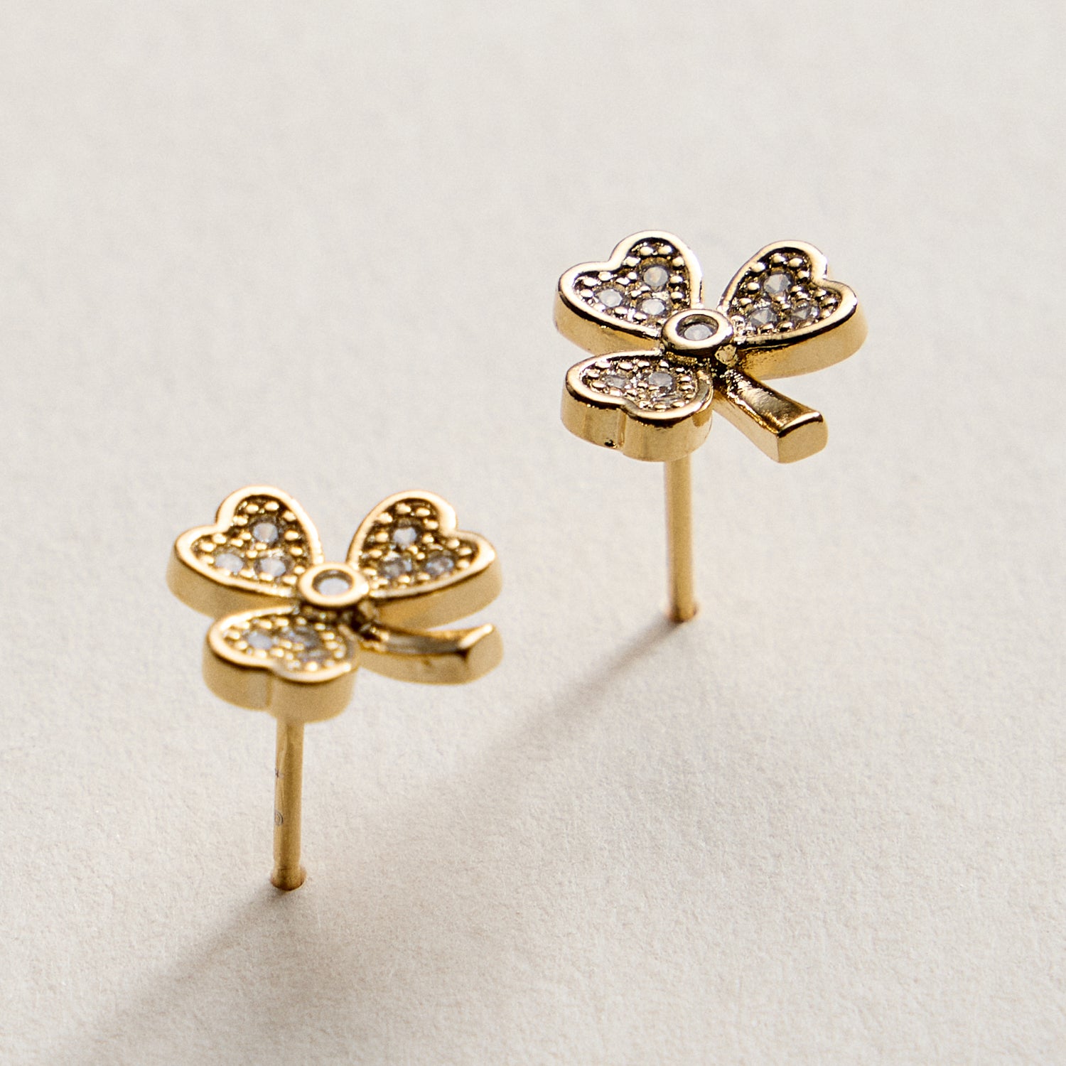 Gold Filled Cubic Zirconia Petal Stud Earrings