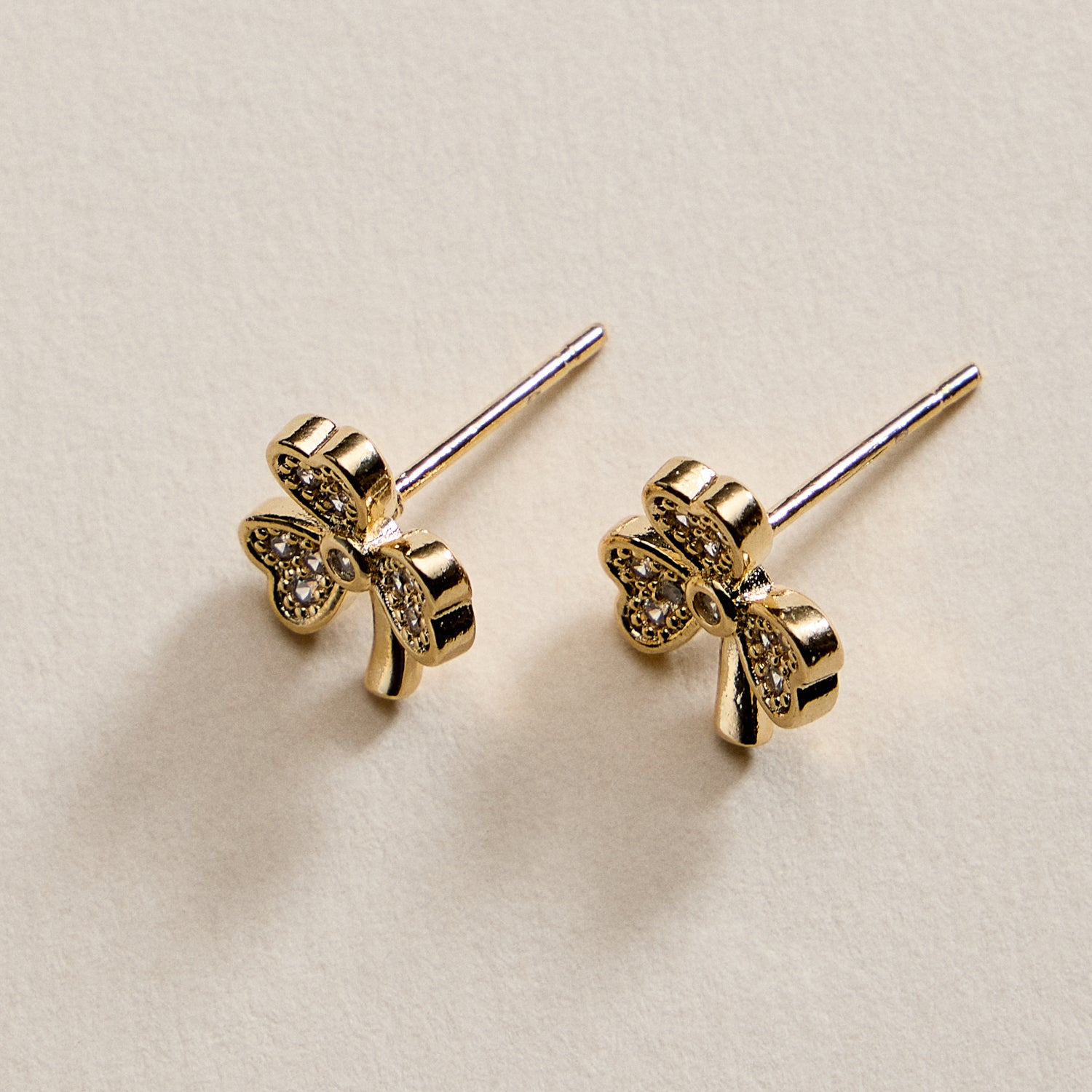 Gold Filled Cubic Zirconia Petal Stud Earrings