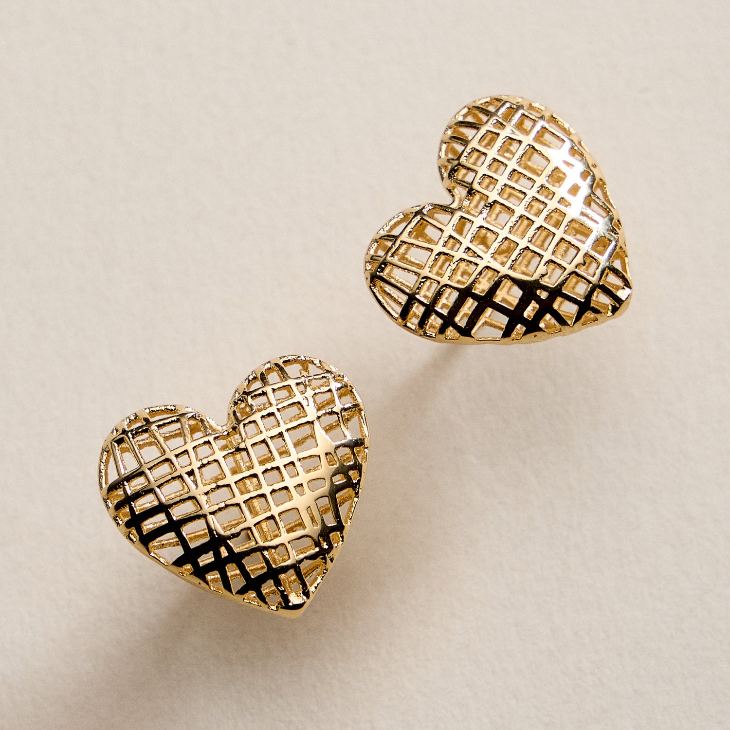 Gold Filled Heart Stud Earrings – Textured Design