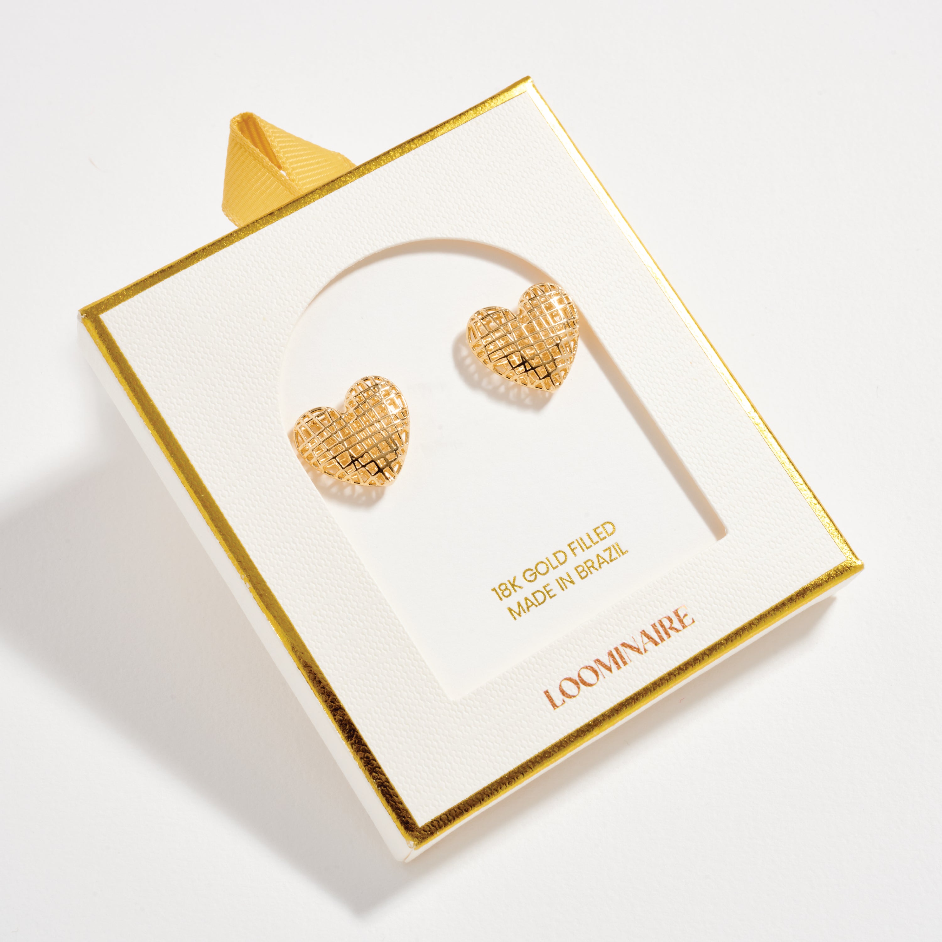 Gold Filled Heart Stud Earrings – Textured Design