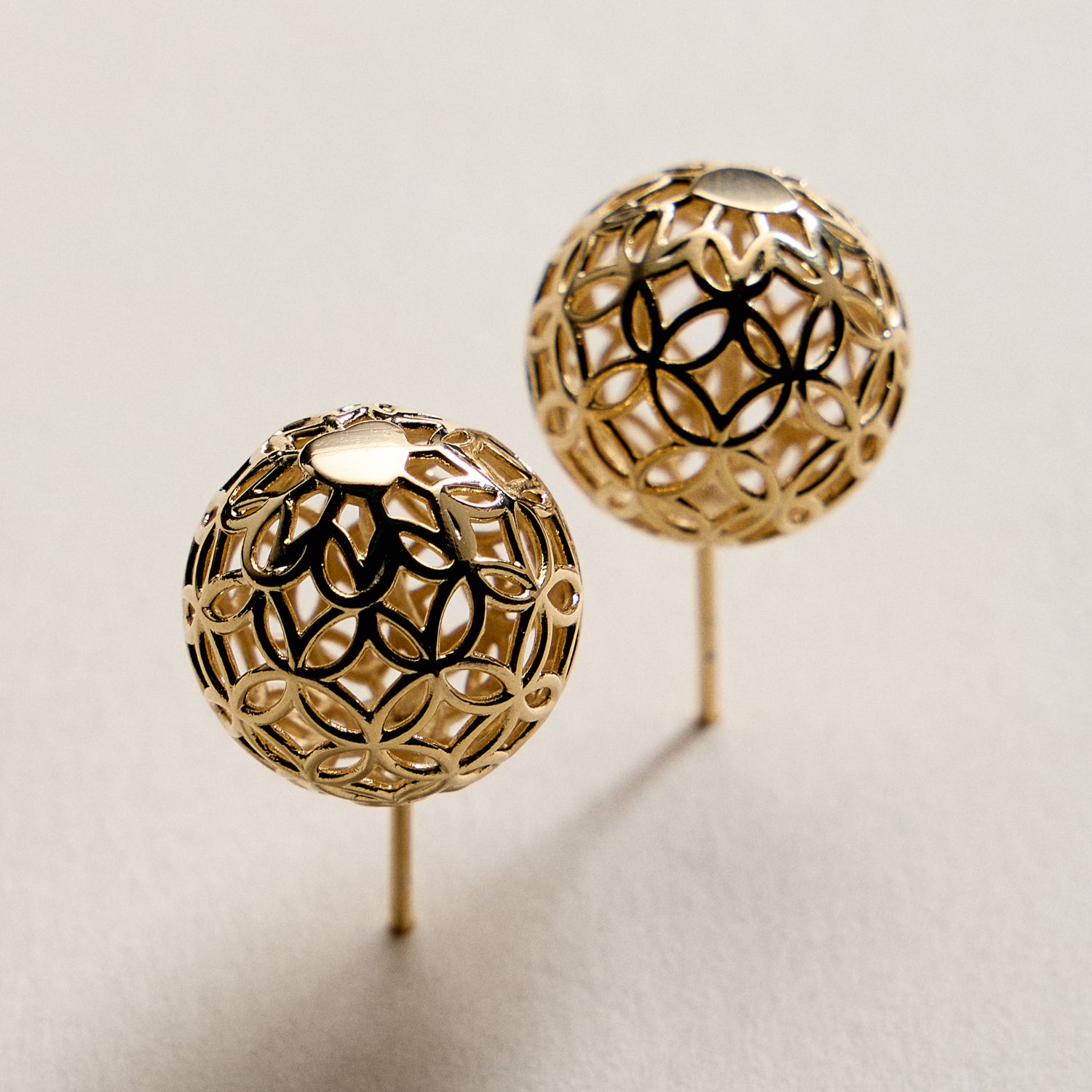 Gold Filled Filigree Ball Stud Earrings