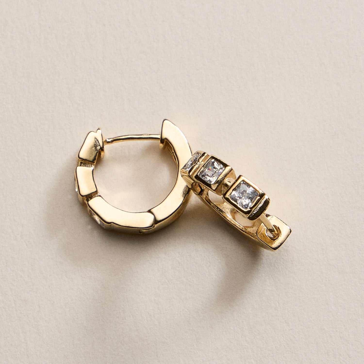 Gold Filled CZ Huggie Hoop Earrings