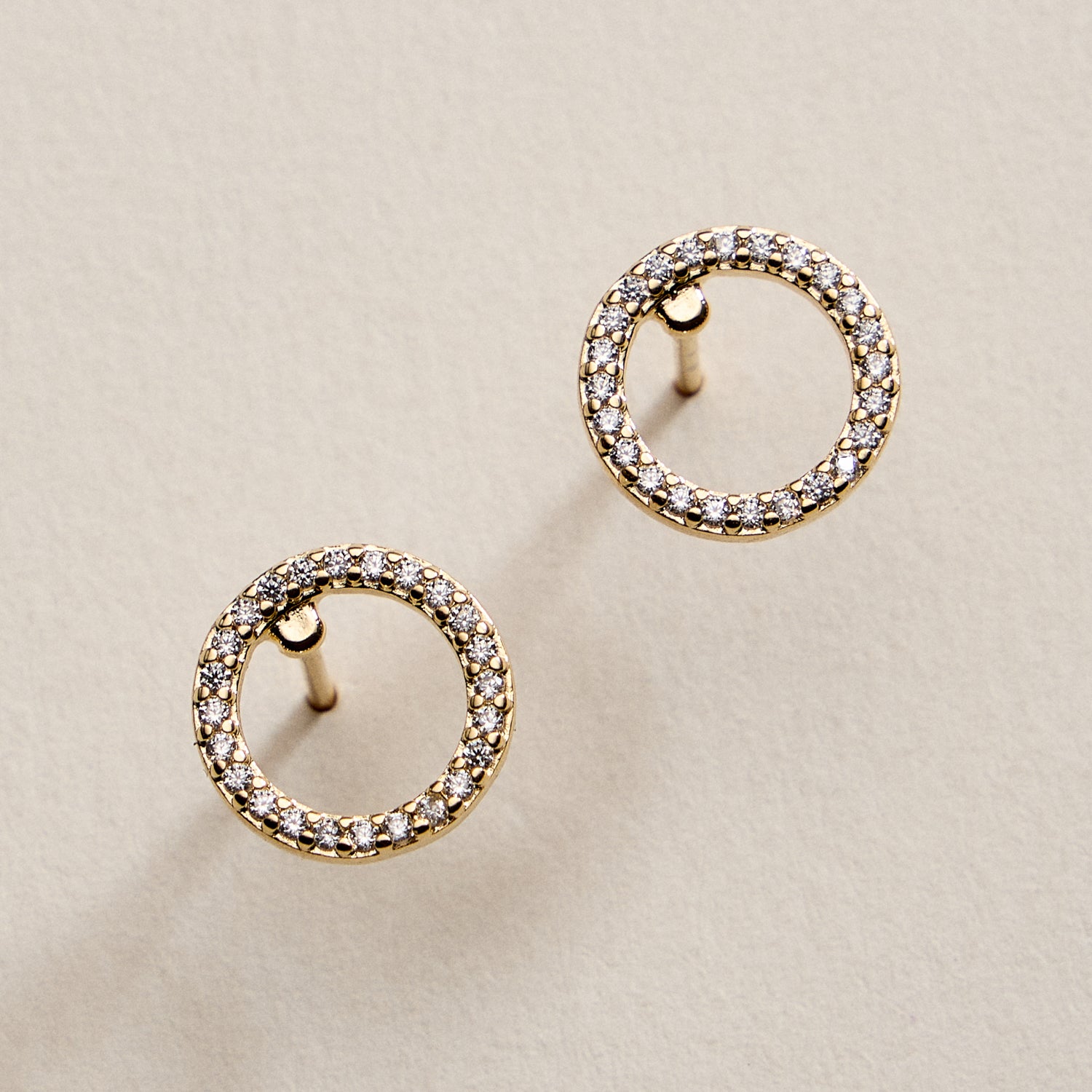 Gold Filled Open Circle Pave Stud Earrings