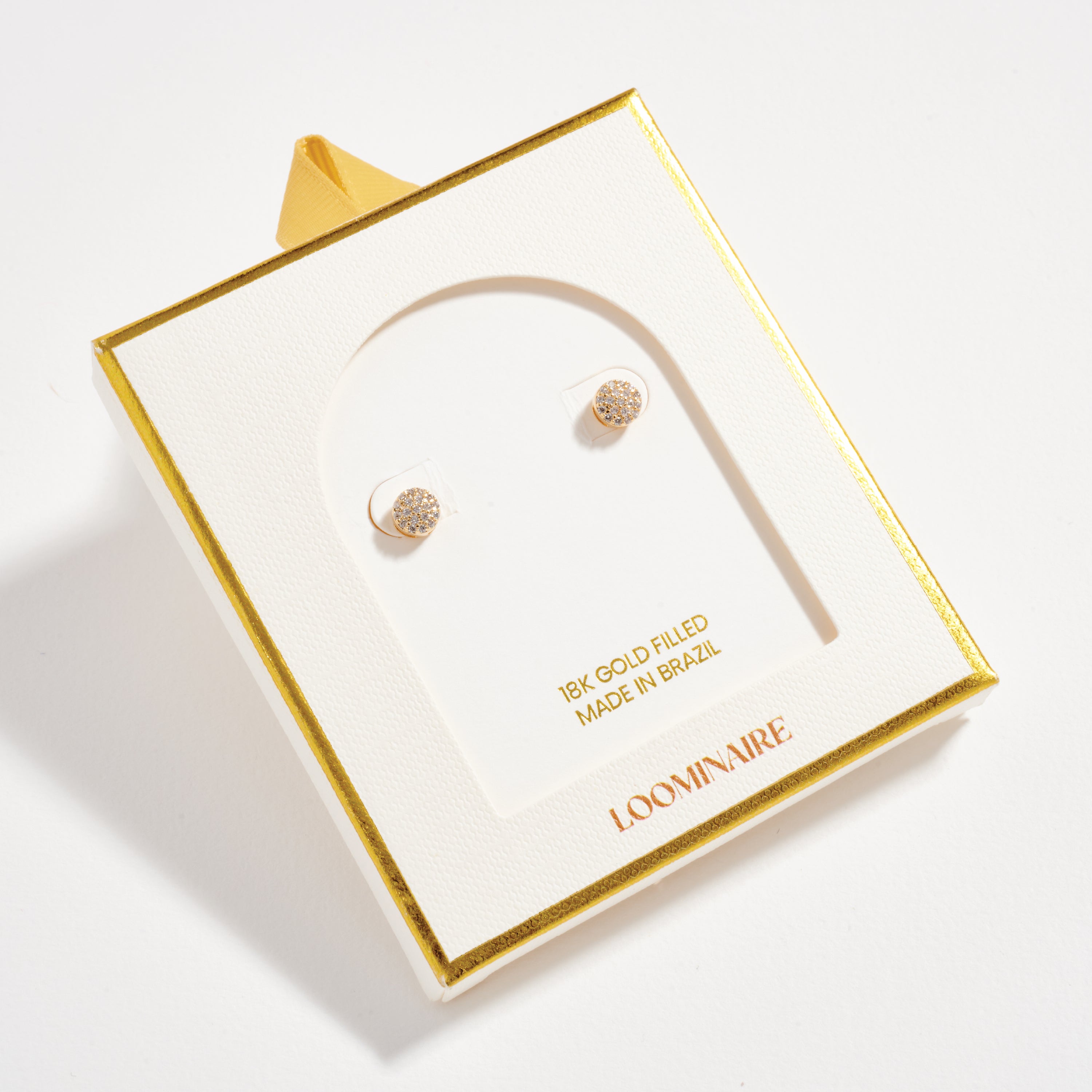 Gold Filled Round CZ Stud Earrings – Pave Crystal Design