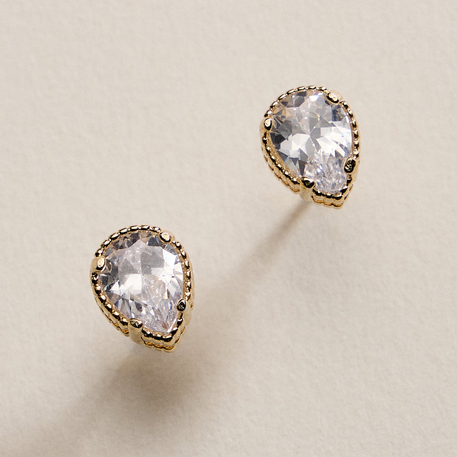 Gold Filled Teardrop Crystal Stud Earrings