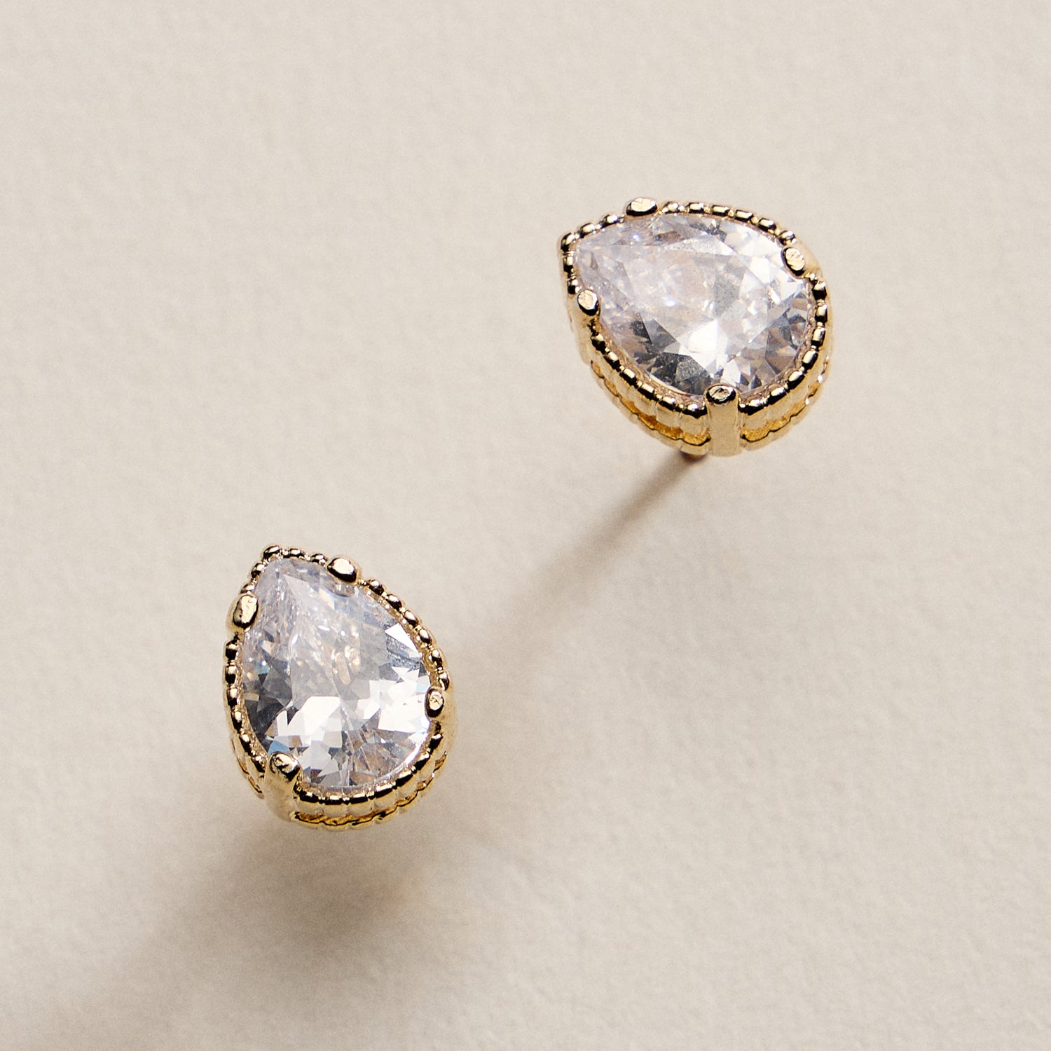 Gold Filled Teardrop Crystal Stud Earrings