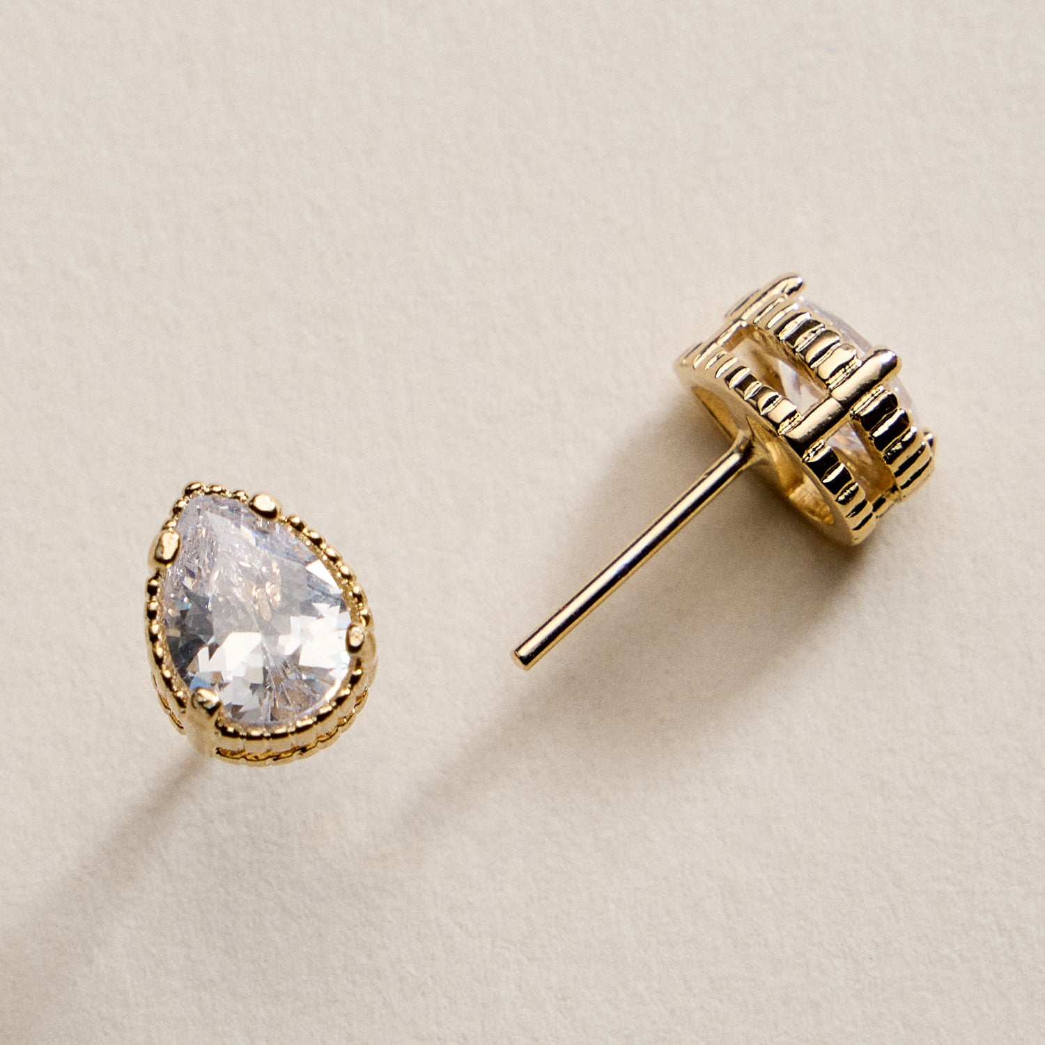 Gold Filled Teardrop Crystal Stud Earrings