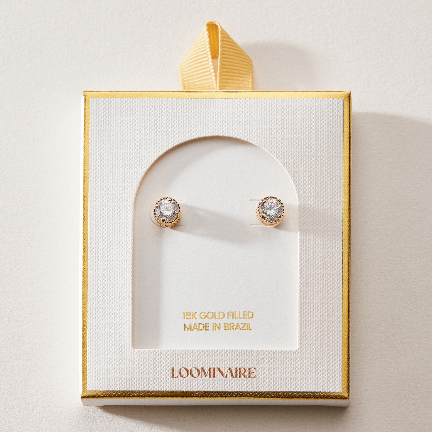 18K Gold Filled Round CZ Stud Earrings